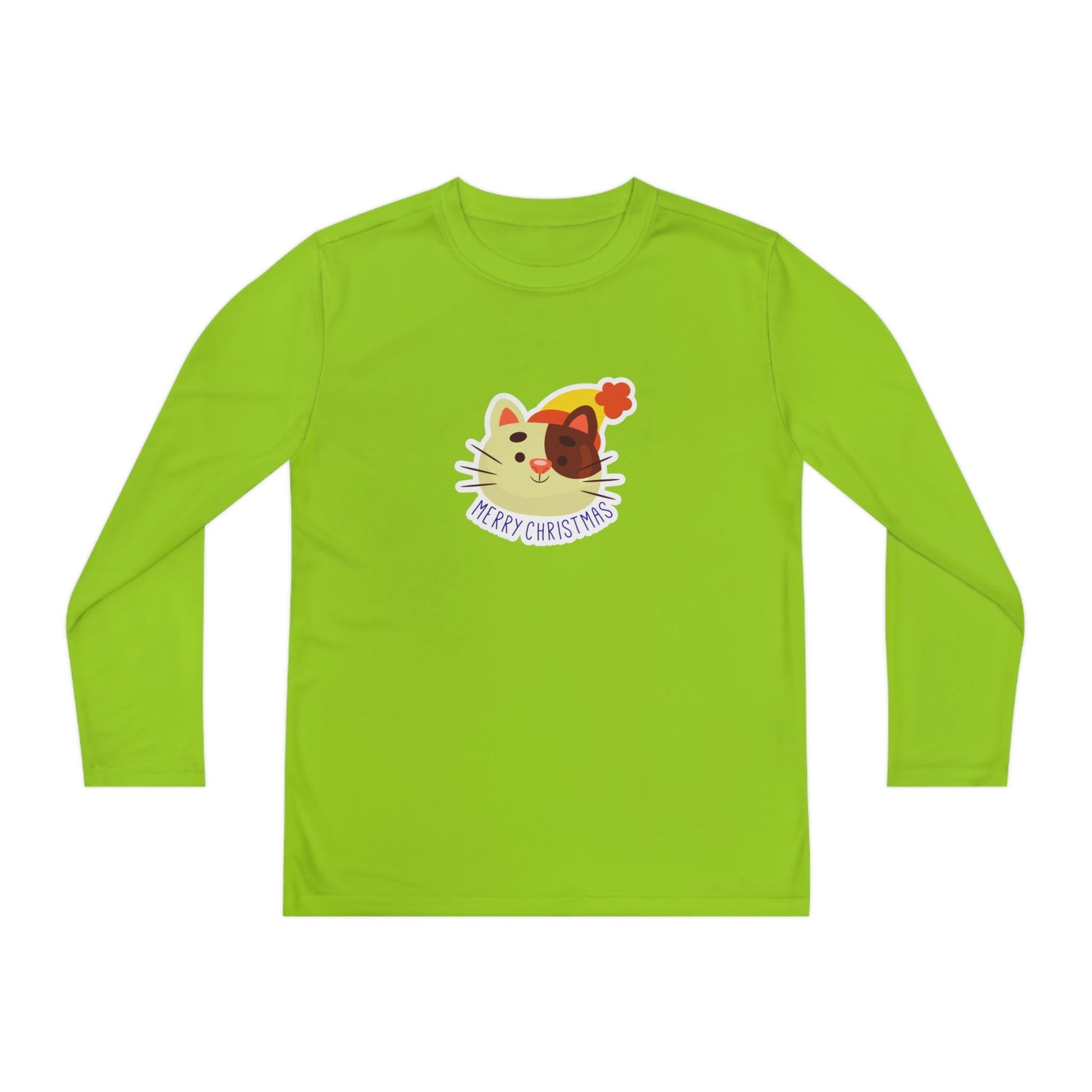 Christmas Hat Cat Youth Long Sleeve Competitor Tee - Kids clothes - Epileptic Al’s Shop
