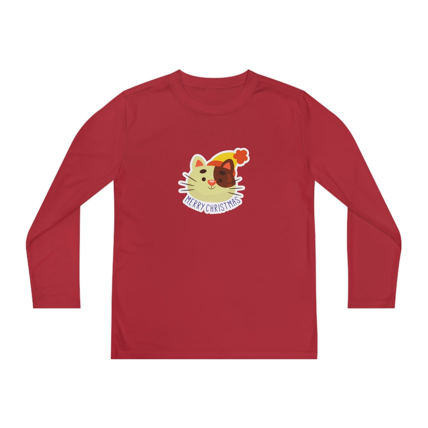 Christmas Hat Cat Youth Long Sleeve Competitor Tee - Kids clothes - Epileptic Al’s Shop