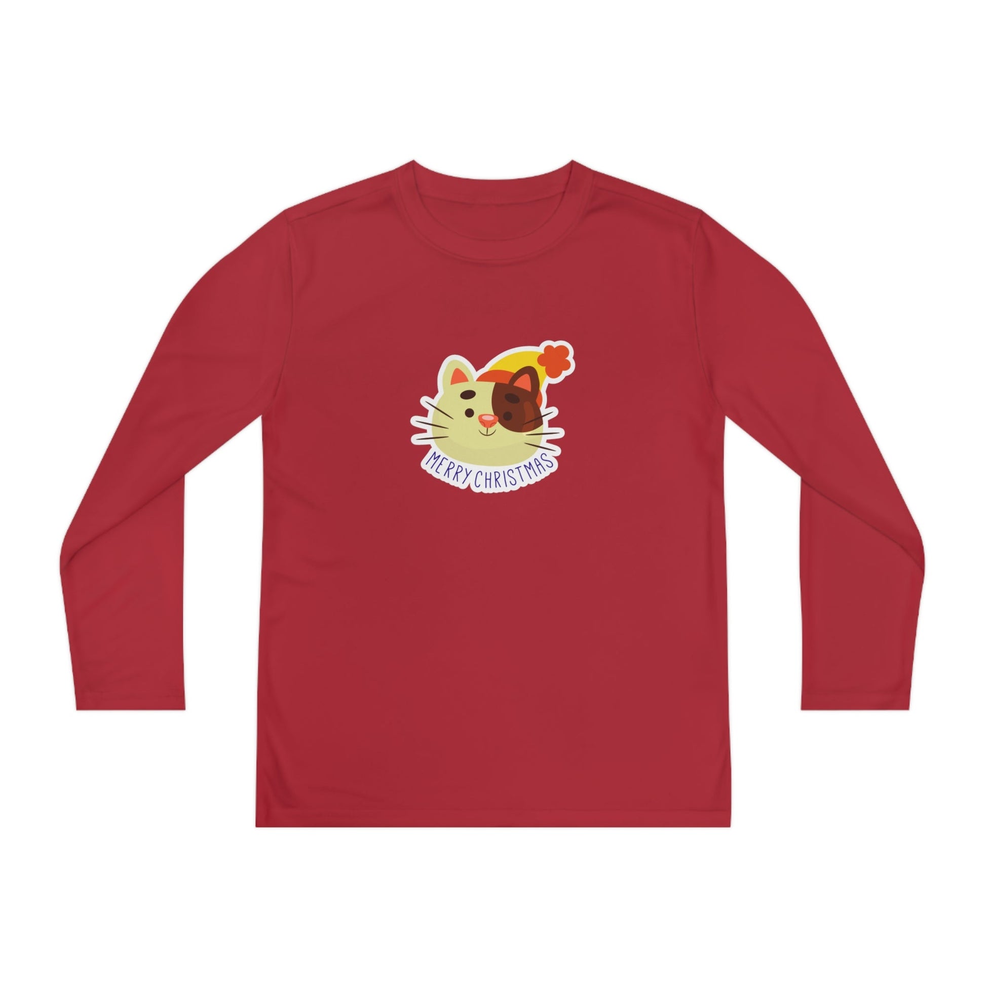 Christmas Hat Cat Youth Long Sleeve Competitor Tee - Kids clothes - Epileptic Al’s Shop