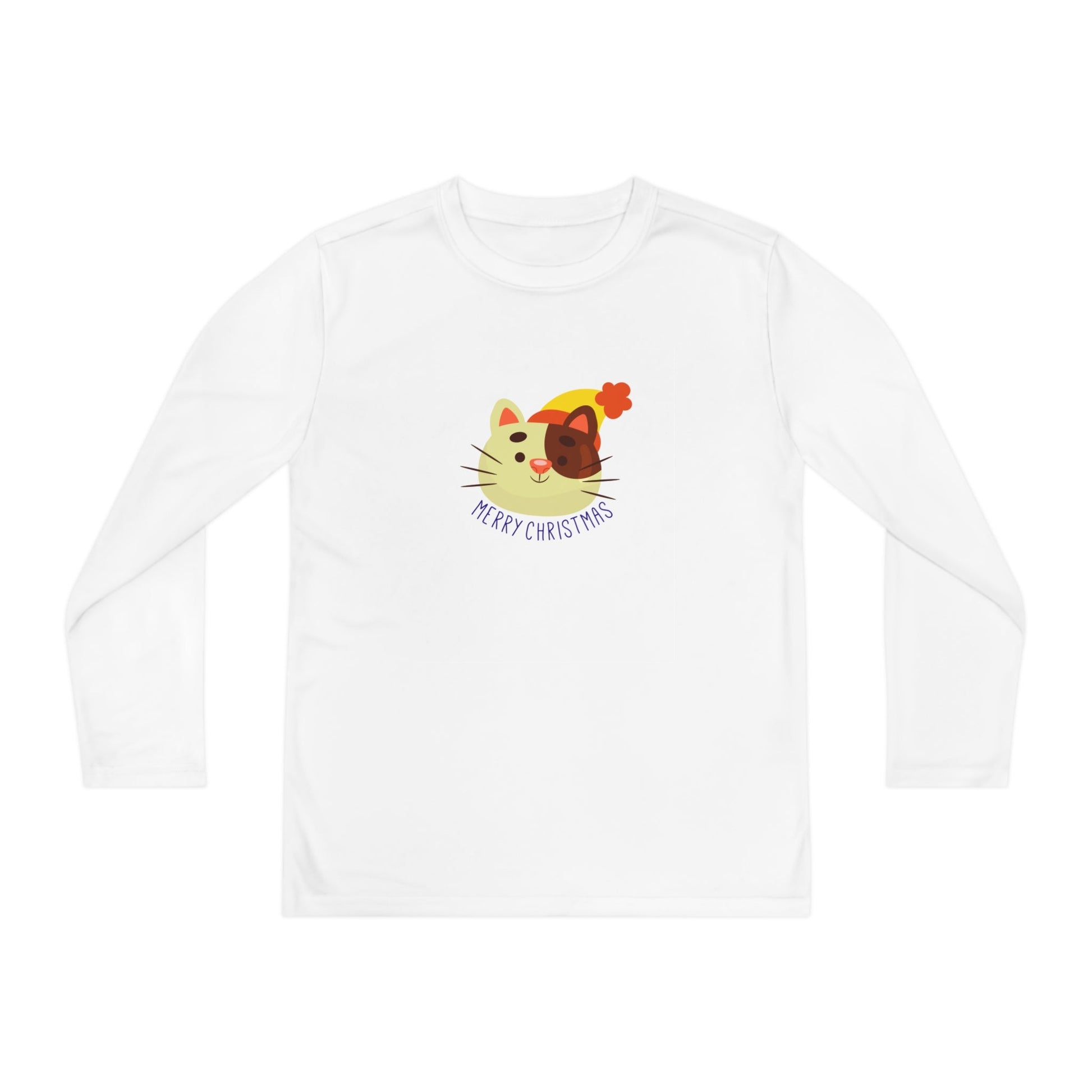Christmas Hat Cat Youth Long Sleeve Competitor Tee - Kids clothes - Epileptic Al’s Shop