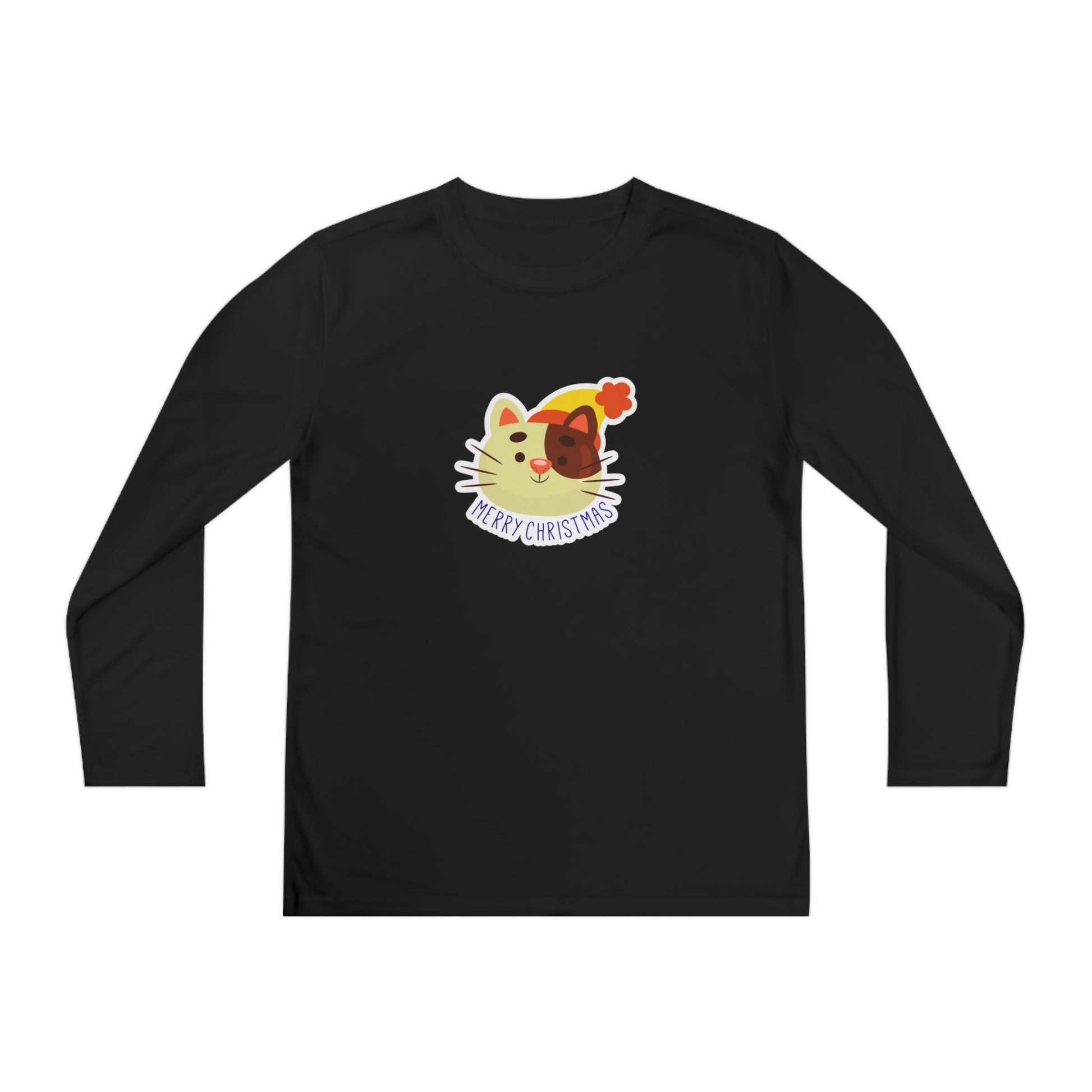 Christmas Hat Cat Youth Long Sleeve Competitor Tee - Kids clothes - Epileptic Al’s Shop