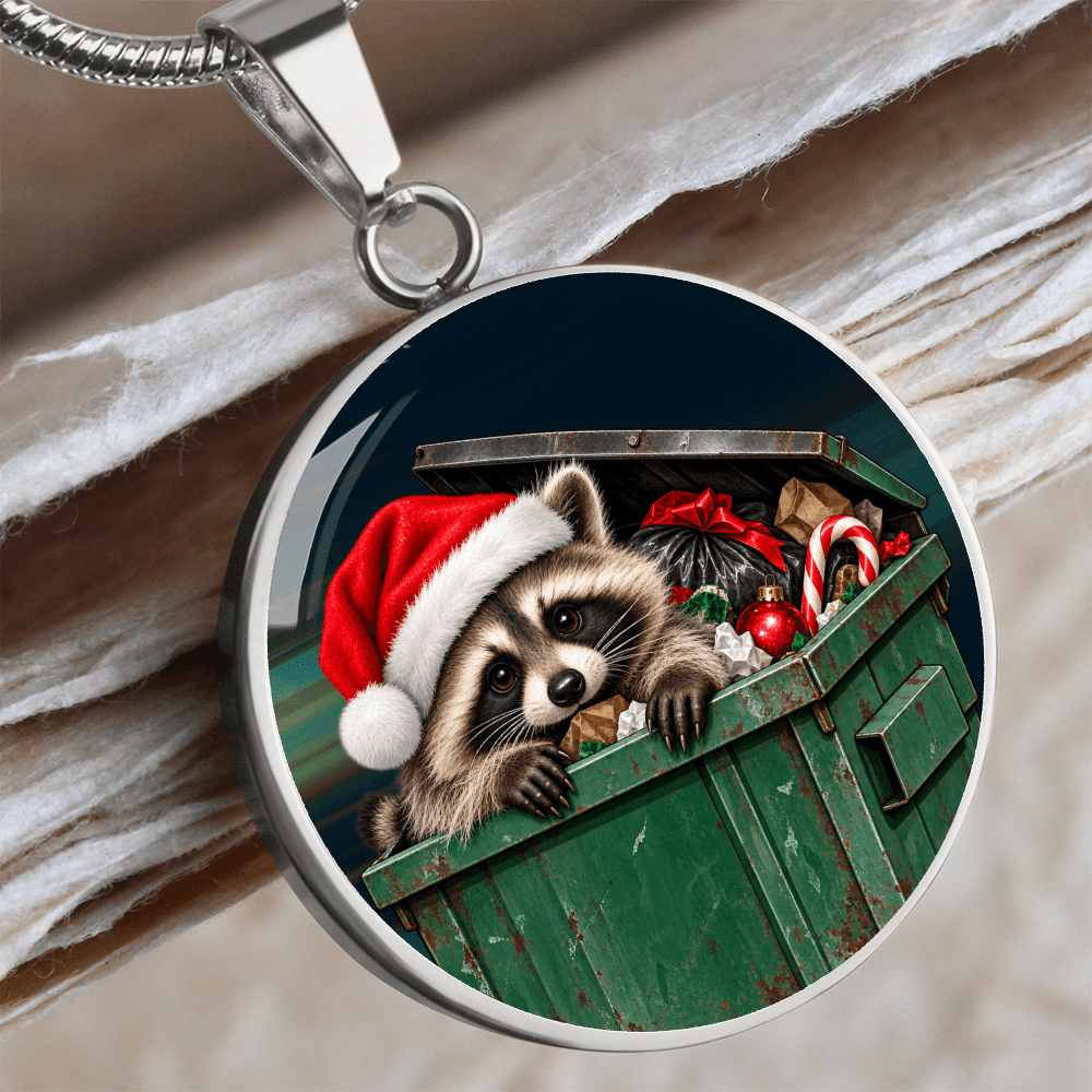 Christmas Jimothy Raccoon Pendant Necklace | Funny Holiday Dumpster Raccoon Jewelry - Jewelry, Necklaces - EpiAl's Shop