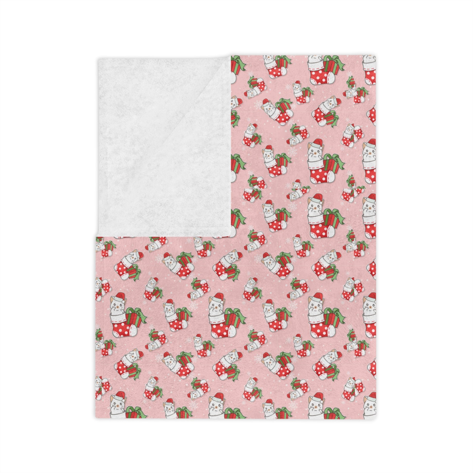 Christmas Stocking Kitty Velveteen Minky Blanket - Home Decor - Epileptic Al’s Shop