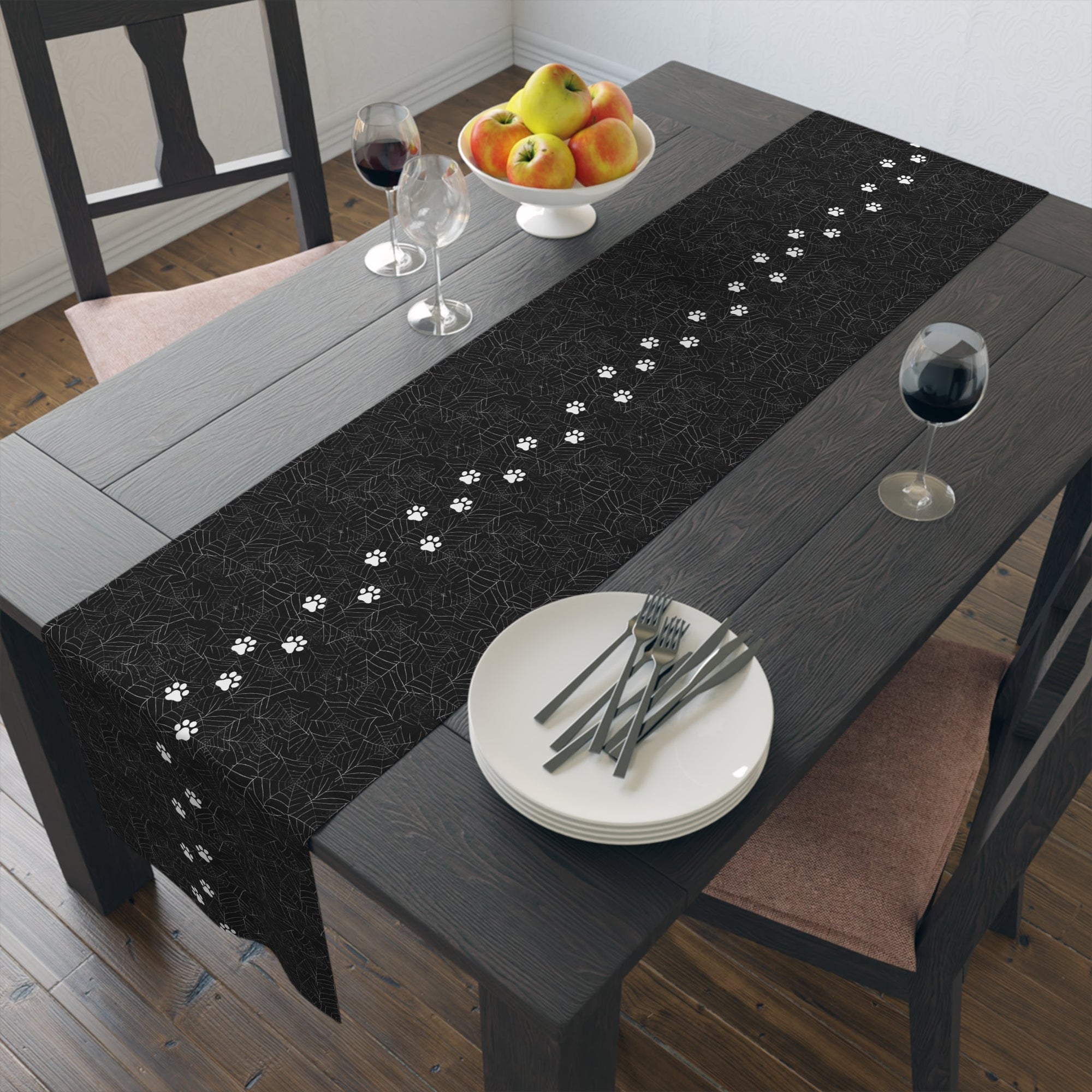 Cobweb Kitty Paws Table Runner (Cotton, Poly) - Home Decor - Epileptic Al’s Shop