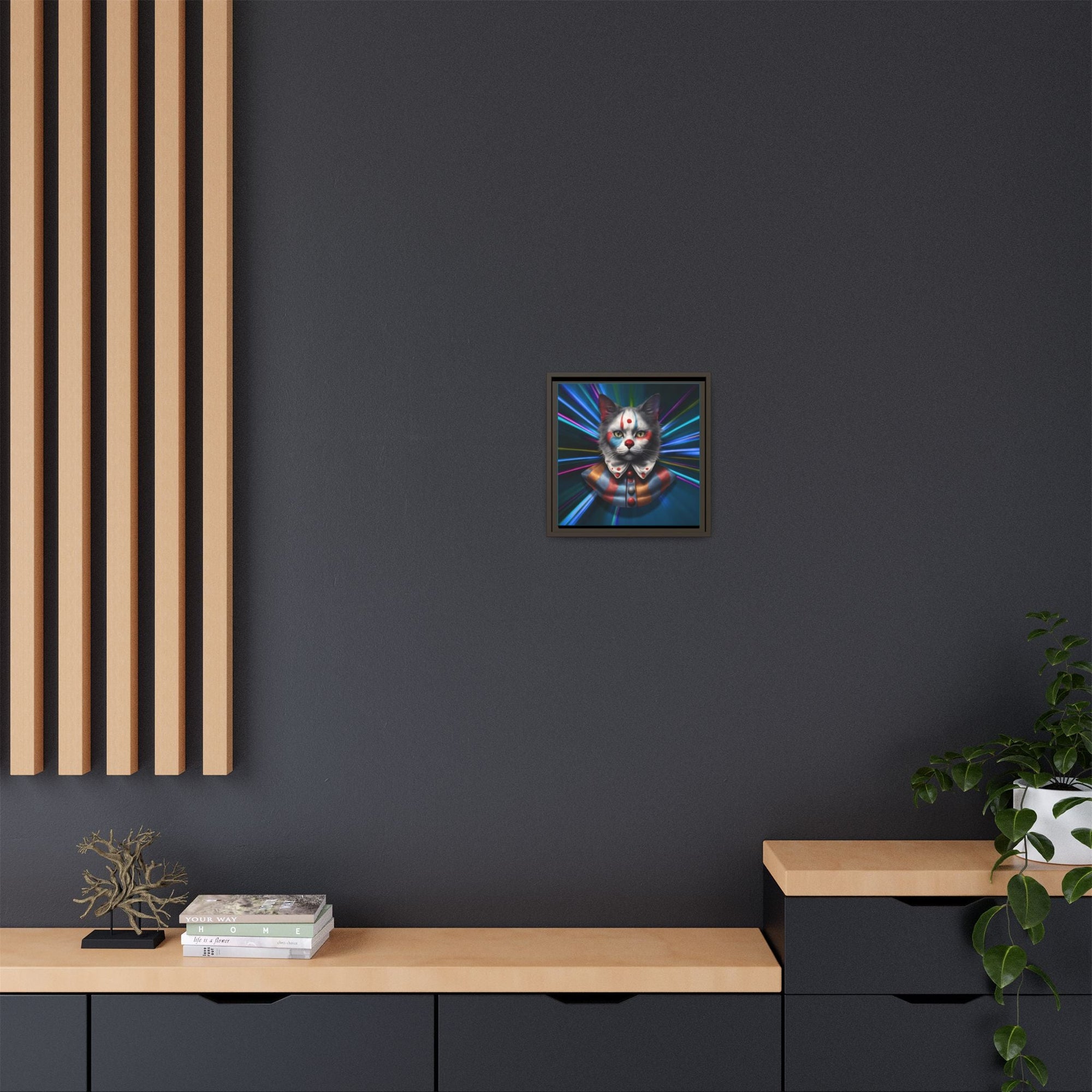 Colorful Cat Clown Framed Canvas Art – Quirky Home Decor for Pet Lovers - Decor, Home, Artwork - EpiAl's Shop