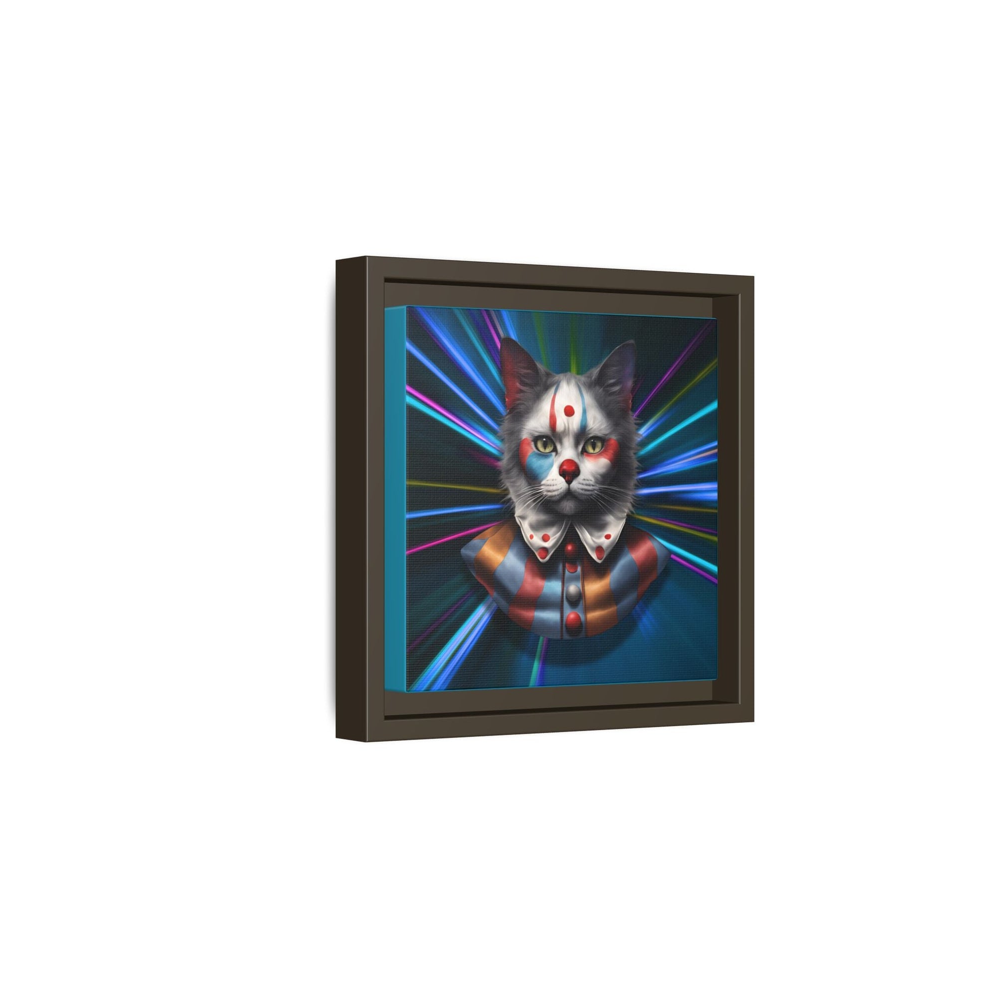 Colorful Cat Clown Framed Canvas Art – Quirky Home Decor for Pet Lovers - Decor, Home, Artwork - EpiAl's Shop