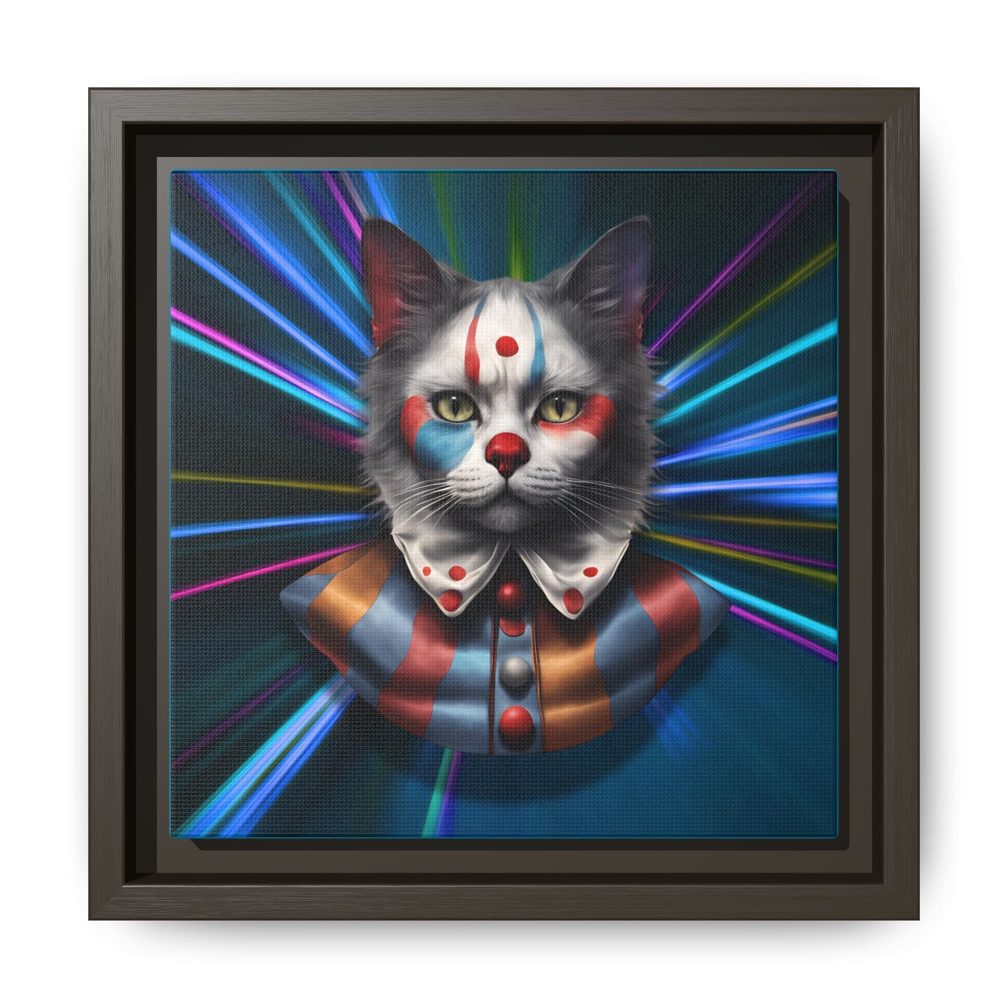 Colorful Cat Clown Framed Canvas Art – Quirky Home Decor for Pet Lovers - Decor, Home, Artwork - EpiAl's Shop