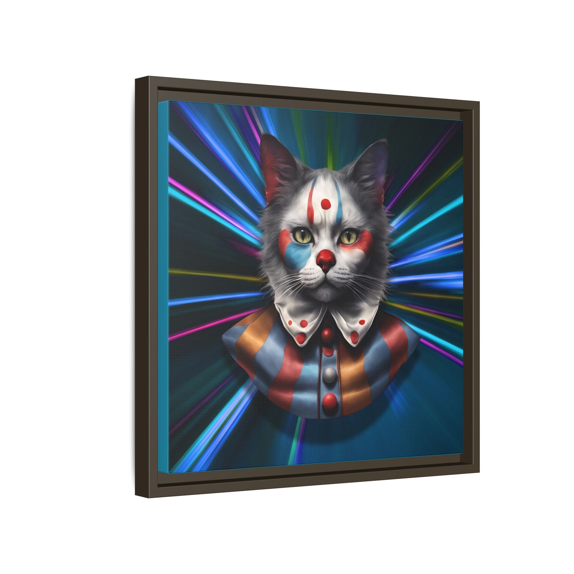 Colorful Cat Clown Framed Canvas Art – Quirky Home Decor for Pet Lovers - Decor, Home, Artwork - EpiAl's Shop