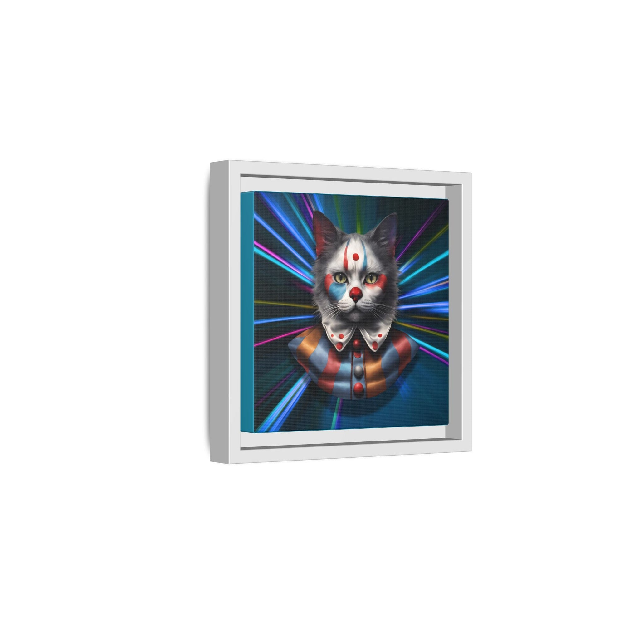 Colorful Cat Clown Framed Canvas Art – Quirky Home Decor for Pet Lovers - Decor, Home, Artwork - EpiAl's Shop