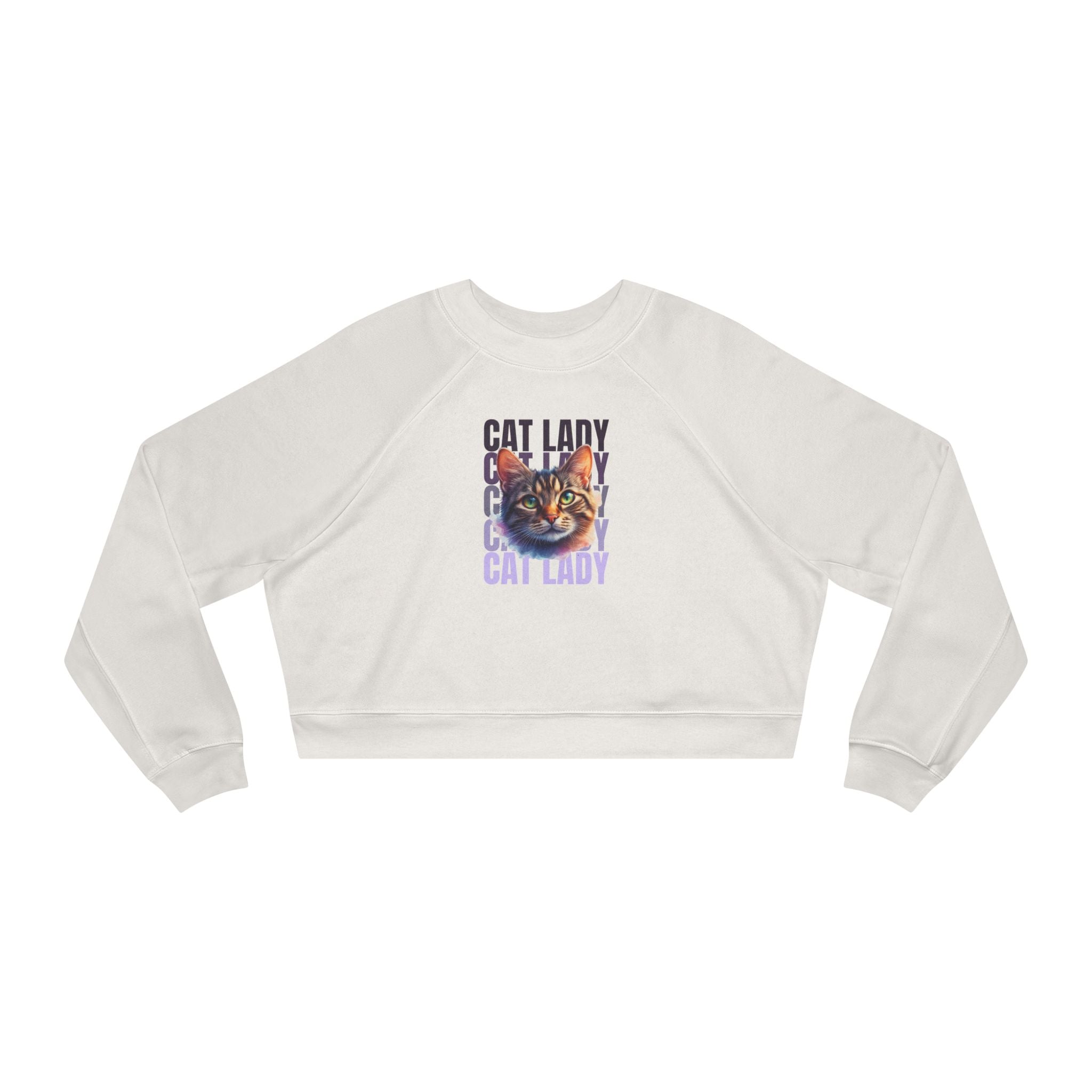 Colorful Cat Lady Cropped Fleece Pullover - Cozy Sweatshirt for Cat Lovers - Clothing, Sweatshirts, Crop - EpiAl's Shop