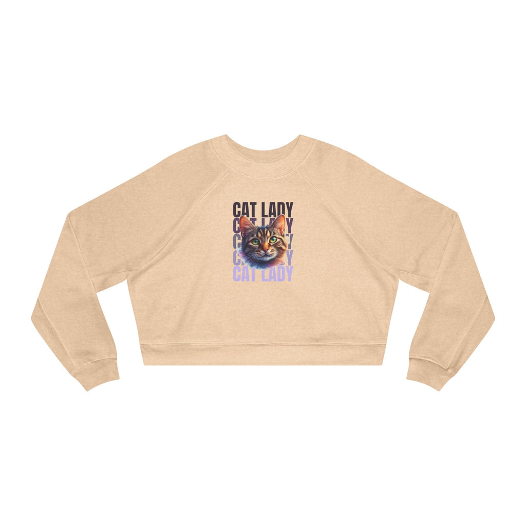Colorful Cat Lady Cropped Fleece Pullover - Cozy Sweatshirt for Cat Lovers - Clothing, Sweatshirts, Crop - EpiAl's Shop