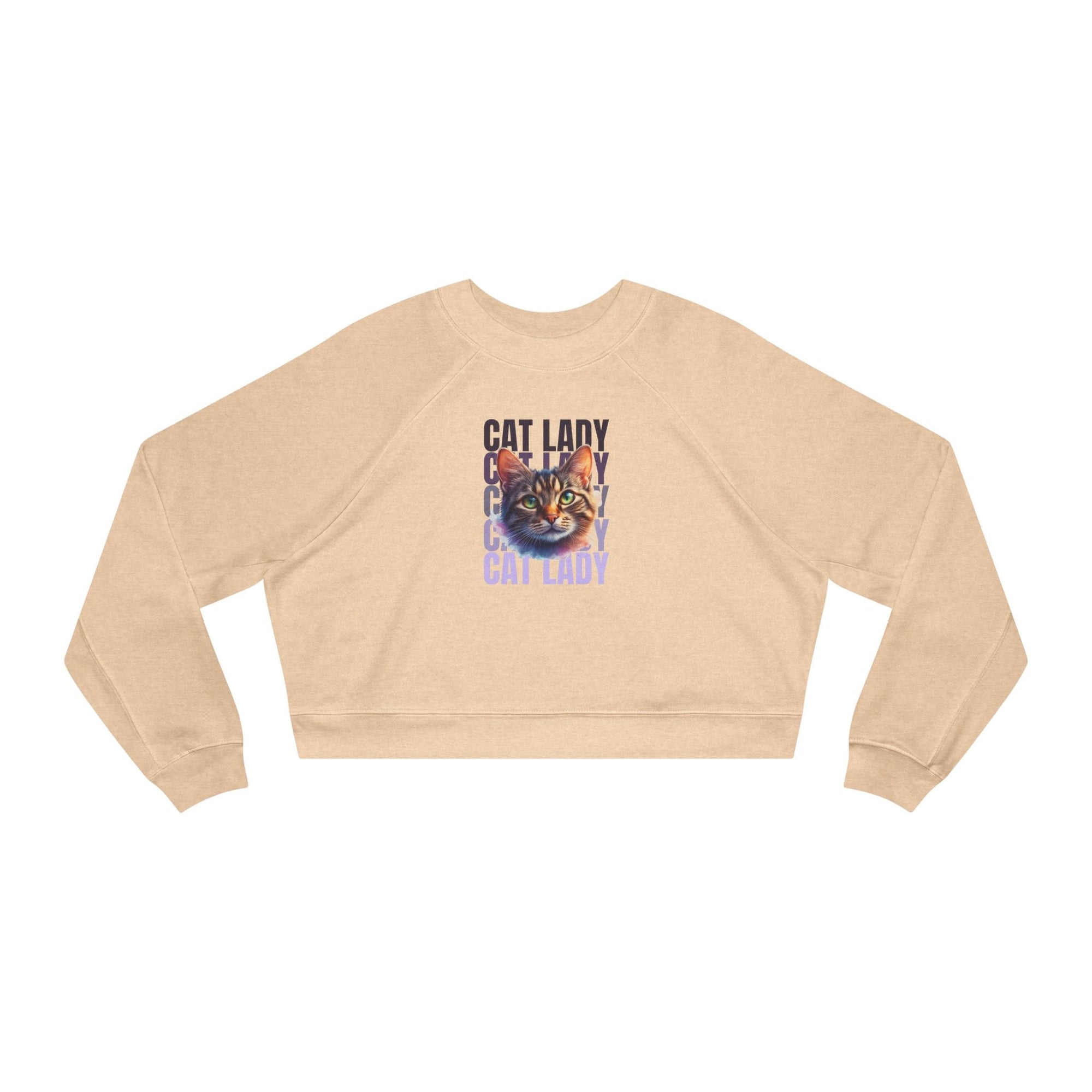 Colorful Cat Lady Cropped Fleece Pullover - Cozy Sweatshirt for Cat Lovers - Clothing, Sweatshirts, Crop - EpiAl's Shop