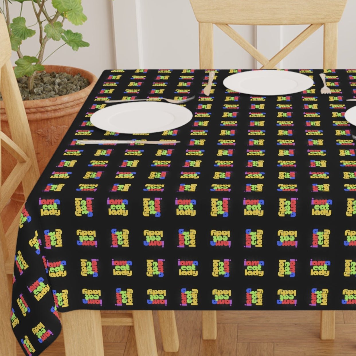 Colorful Cat Lady Patterned Tablecloth for Dining - Decor, Dining, Table Decor - EpiAl's Shop