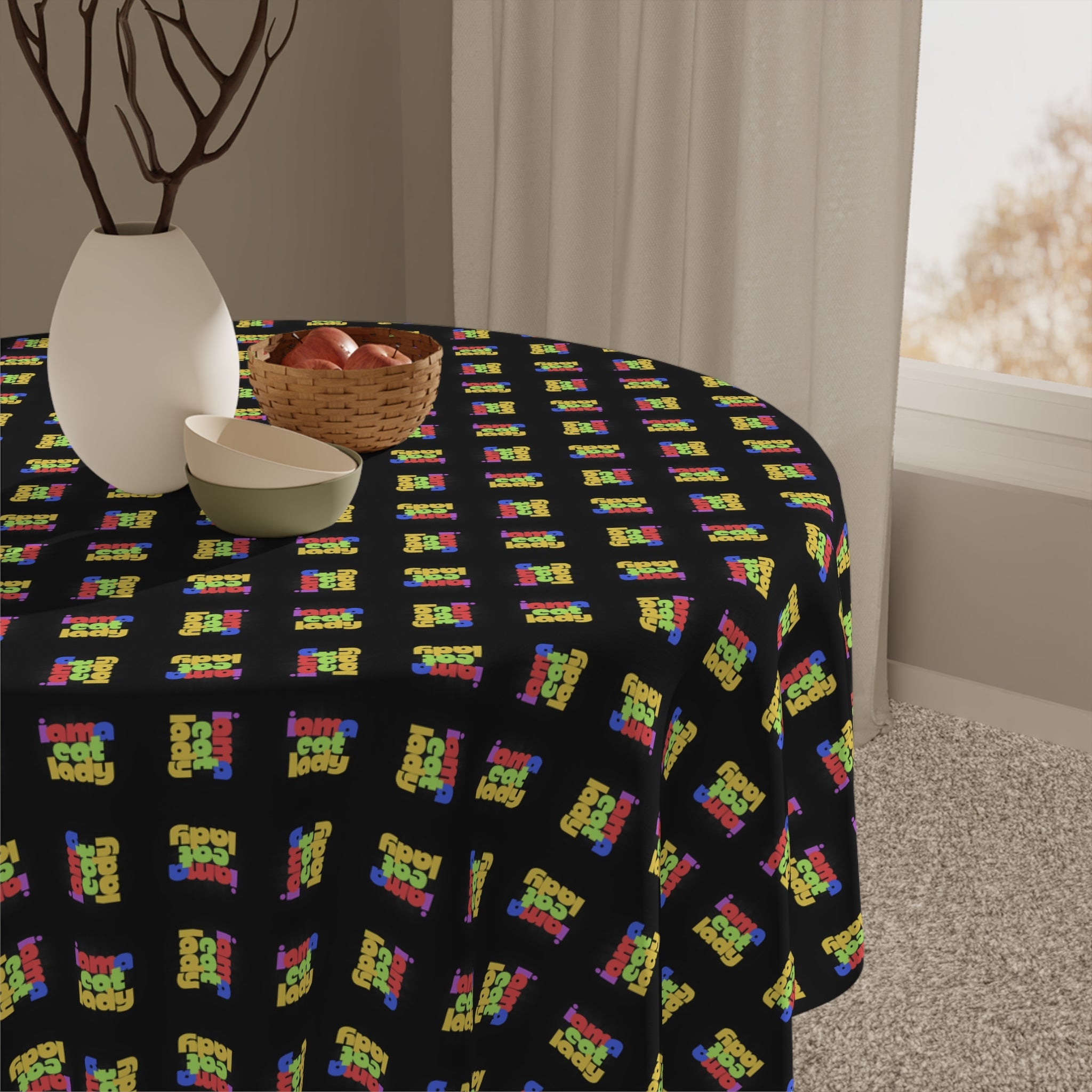 Colorful Cat Lady Patterned Tablecloth for Dining - Decor, Dining, Table Decor - EpiAl's Shop