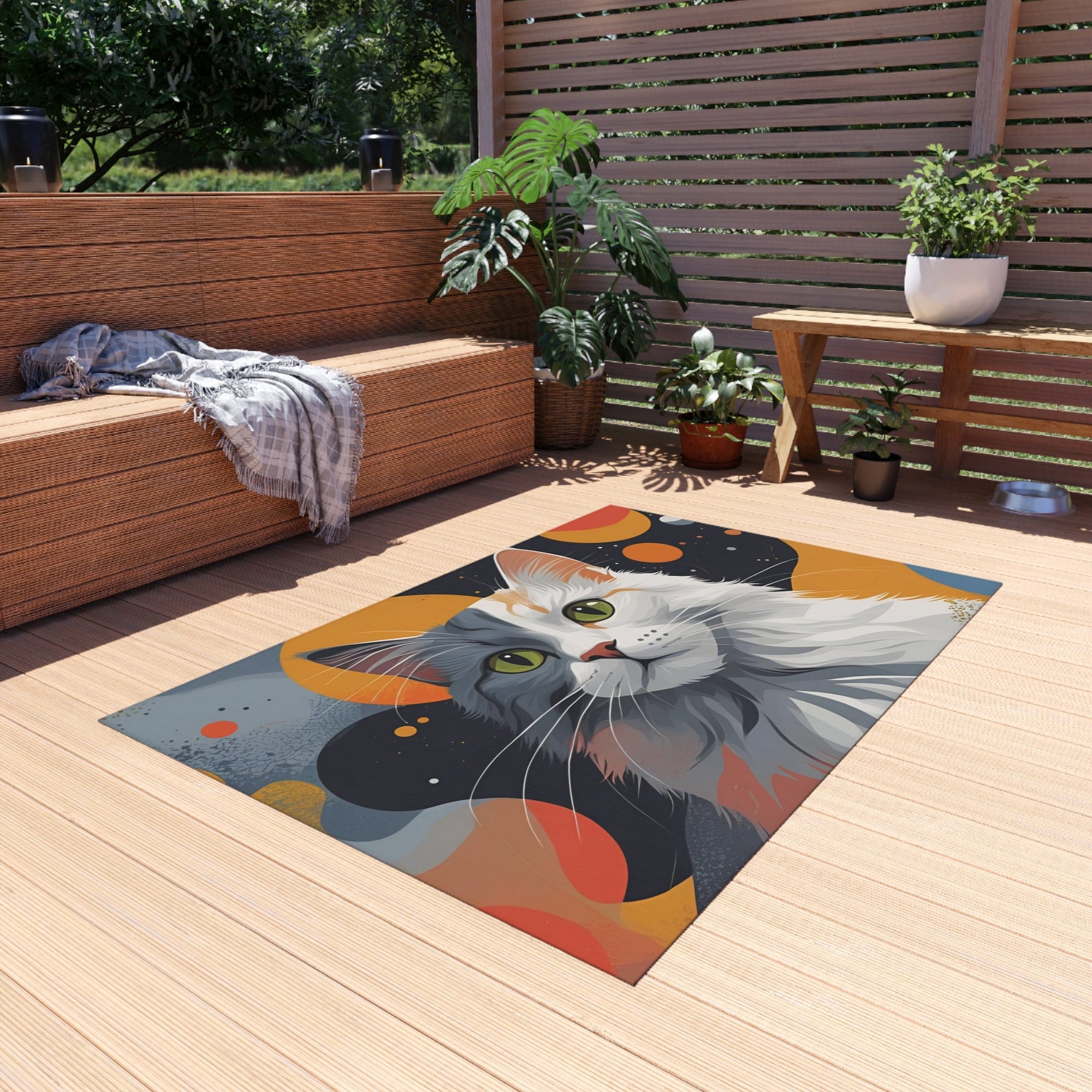 Colorful Cat - Themed Outdoor Rug, Cozy Patio Decor - Decor, Home, Rugs & Doormats - EpiAl's Shop