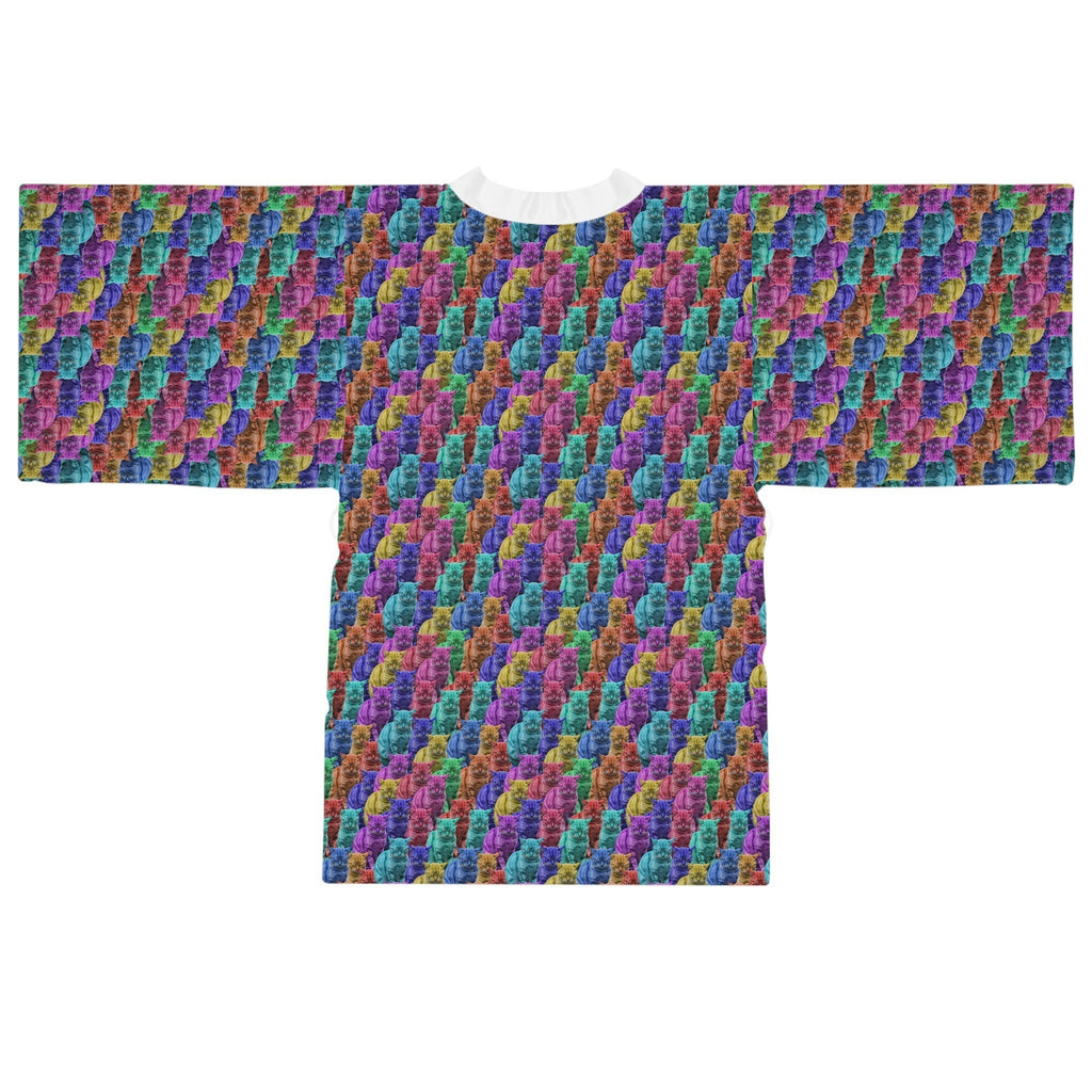 Colorful Cats Long Sleeve Kimono Robe - All Over Prints - Epileptic Al’s Shop