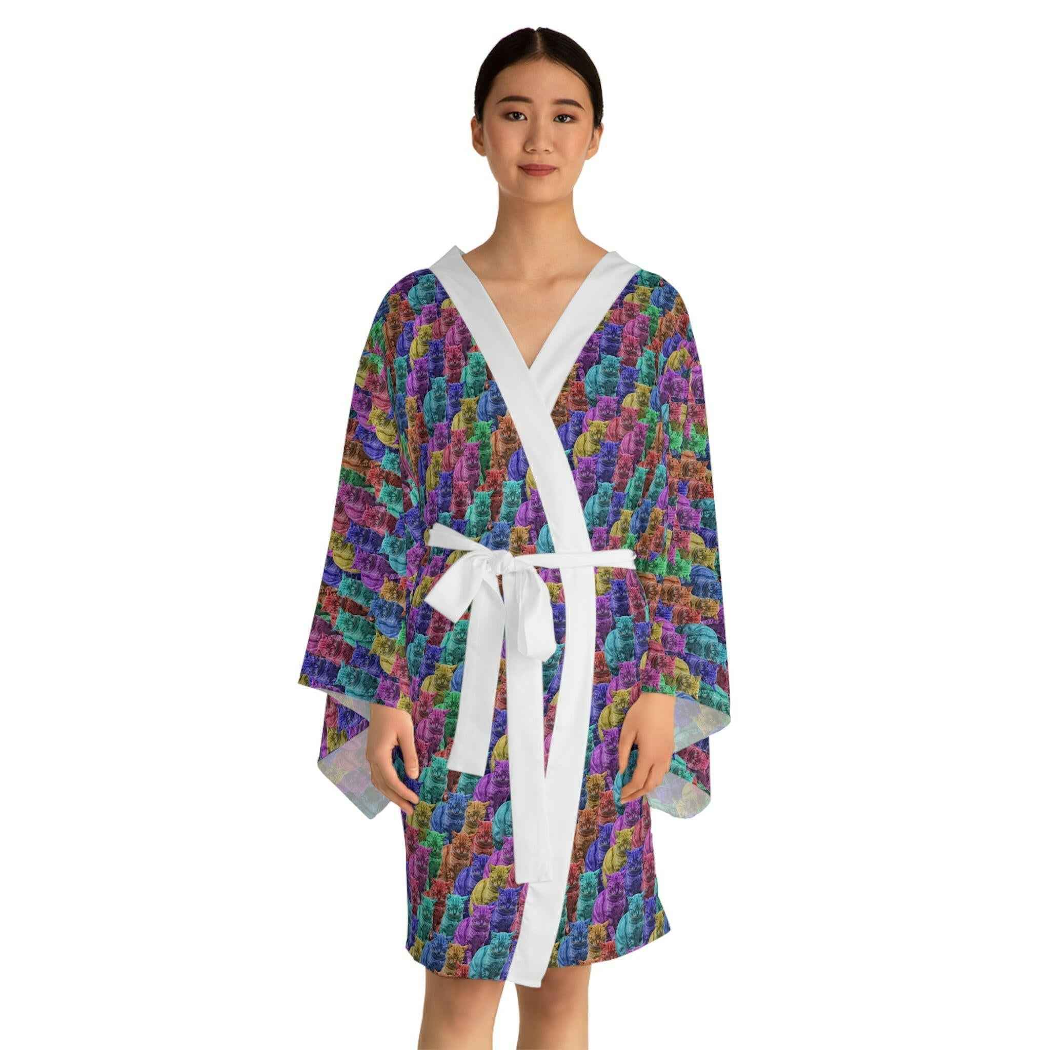 Colorful Cats Long Sleeve Kimono Robe - EpiAl's Shop