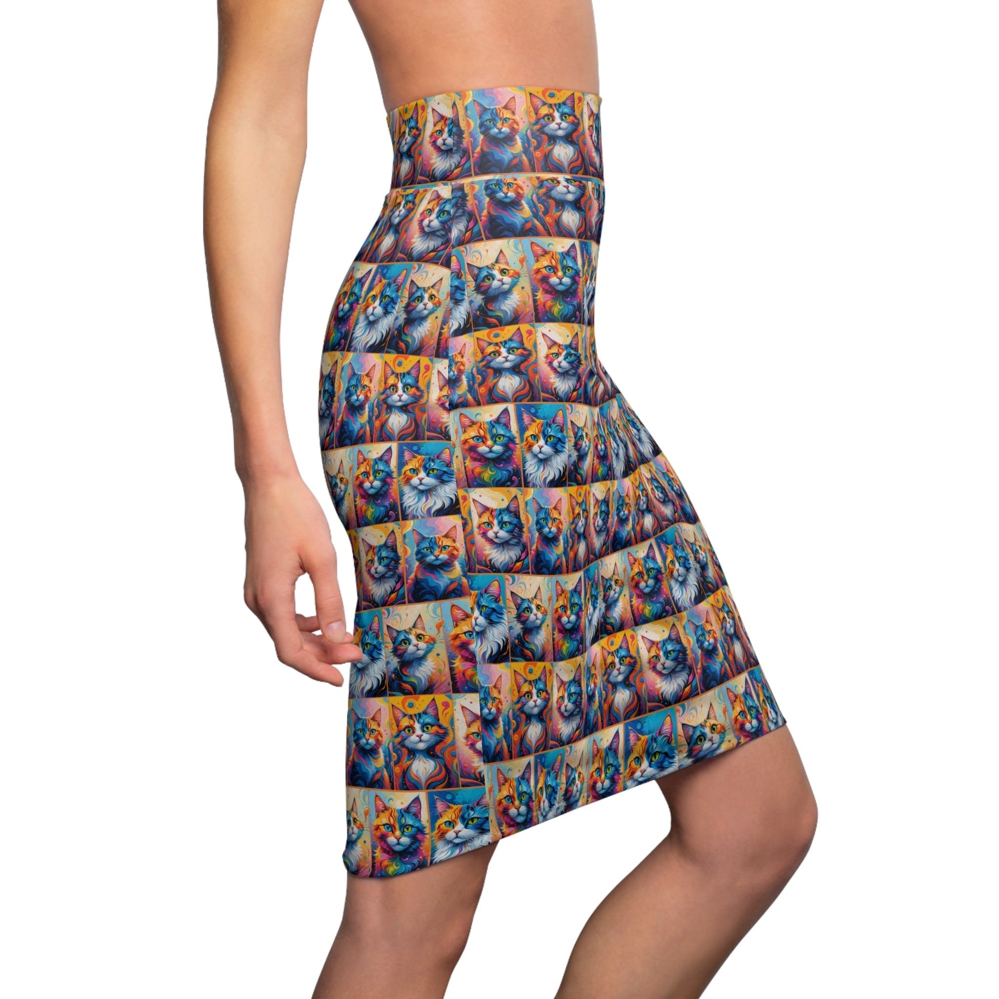 Colorful Painted Cats Print Women's Pencil Skirt - Clothing, Dresses & Skirts - EpiAl's Shop