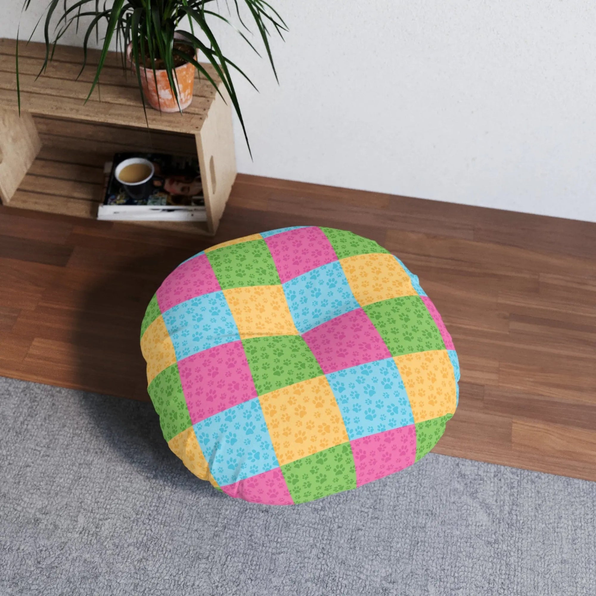 Colorful Patchwork Pet Print Tufted Floor Pillow - Decor, Home, Pillows - EpiAl's Shop