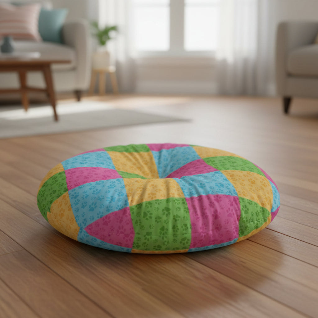Colorful Patchwork Pet Print Tufted Floor Pillow - Decor, Home, Pillows - EpiAl's Shop