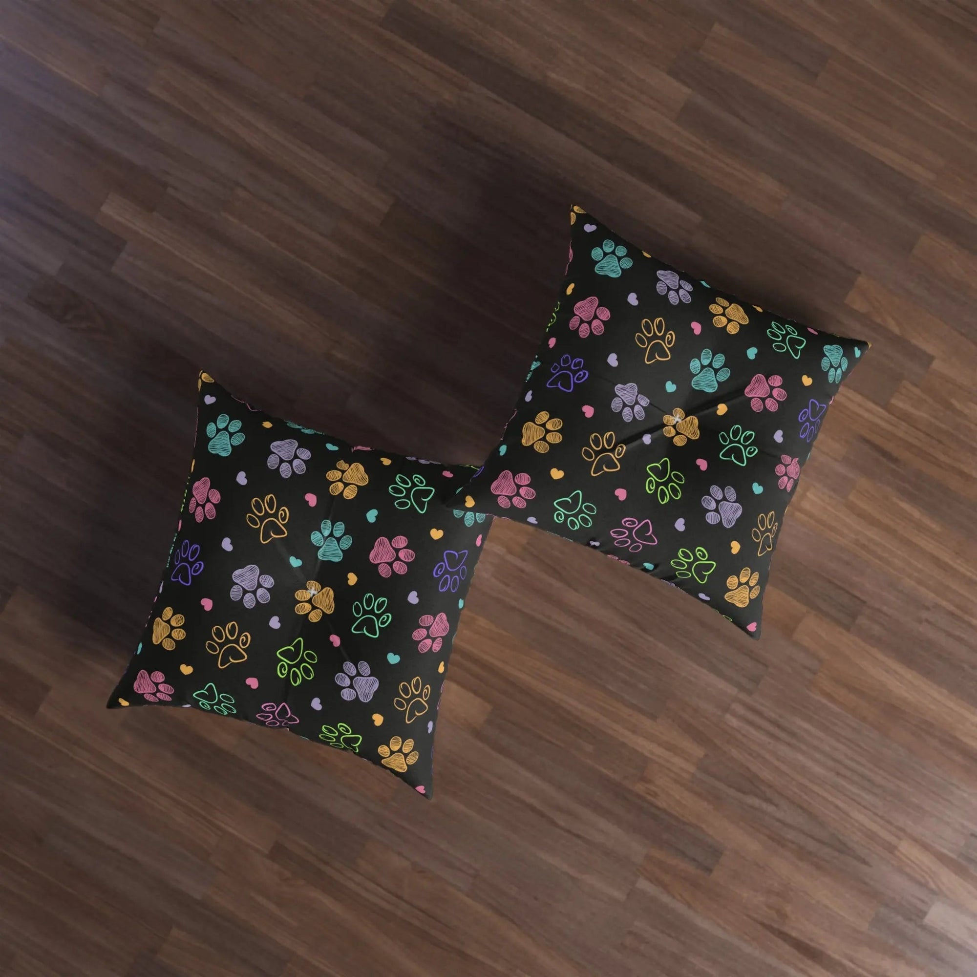 Colorful Paw Print Tufted Floor Pillow - Perfect for Pet Lovers - Decor, Home, Pillows - EpiAl's Shop