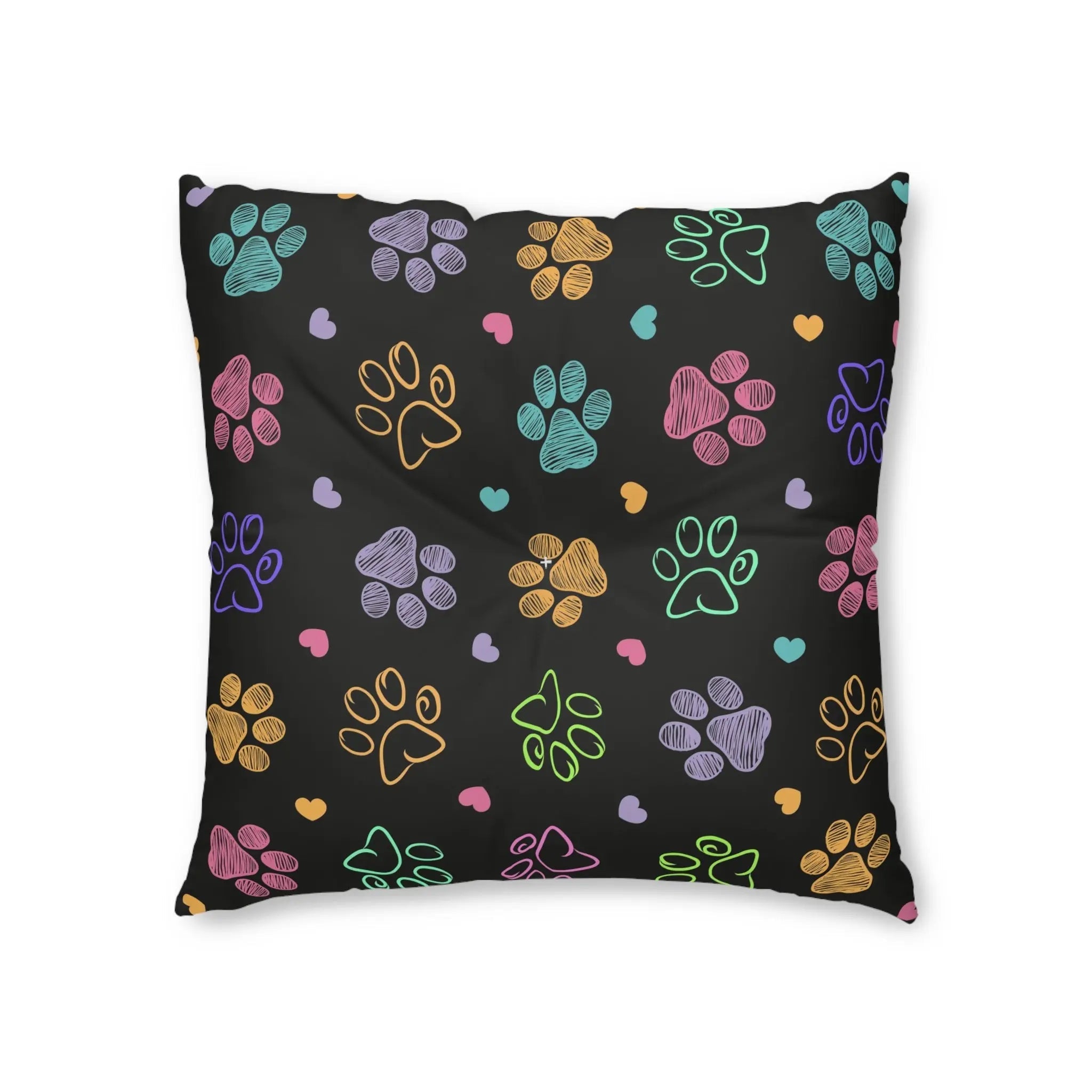Colorful Paw Print Tufted Floor Pillow - Perfect for Pet Lovers - Decor, Home, Pillows - EpiAl's Shop