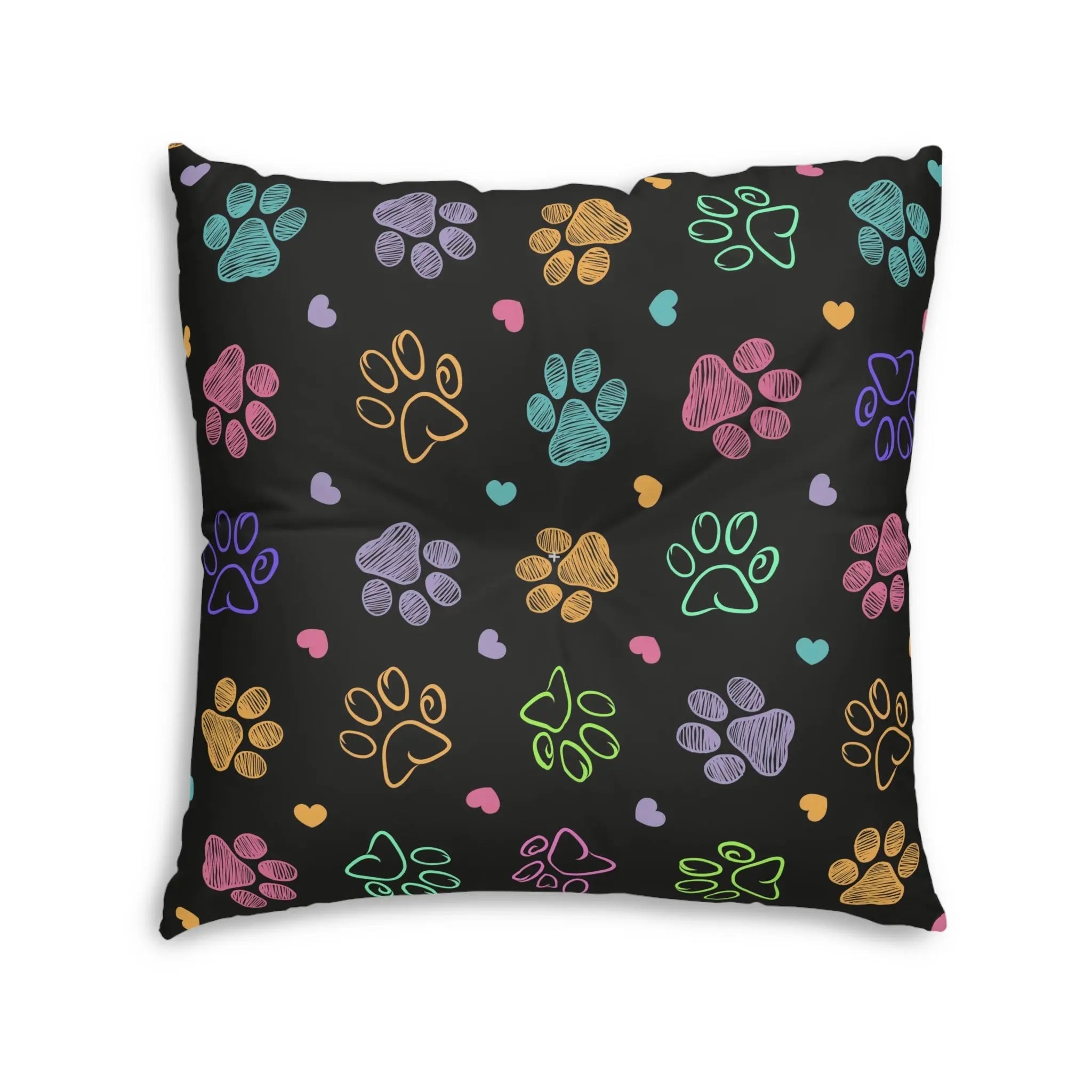 Colorful Paw Print Tufted Floor Pillow - Perfect for Pet Lovers - Decor, Home, Pillows - EpiAl's Shop