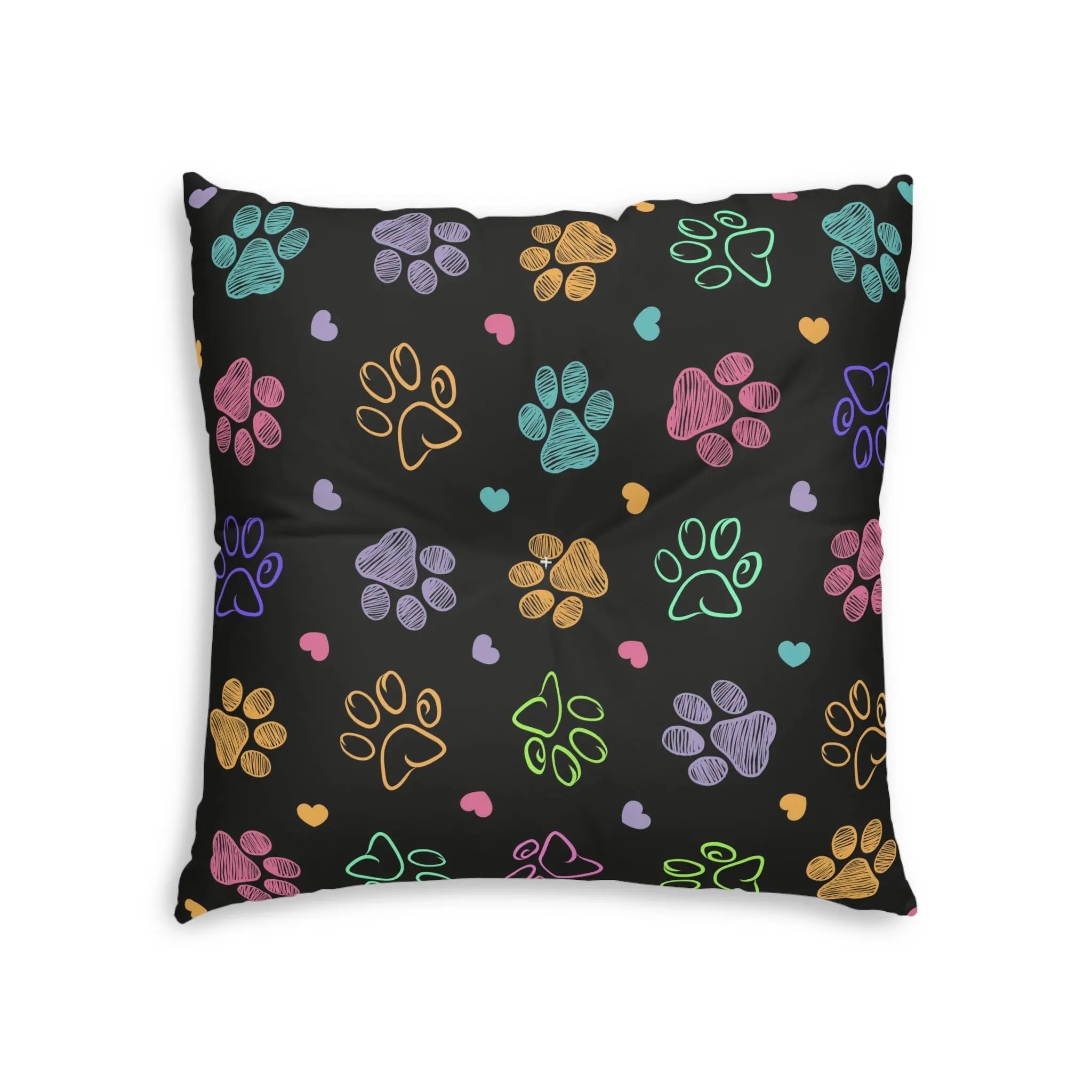 Colorful Paw Print Tufted Floor Pillow - Perfect for Pet Lovers - Decor, Home, Pillows - EpiAl's Shop