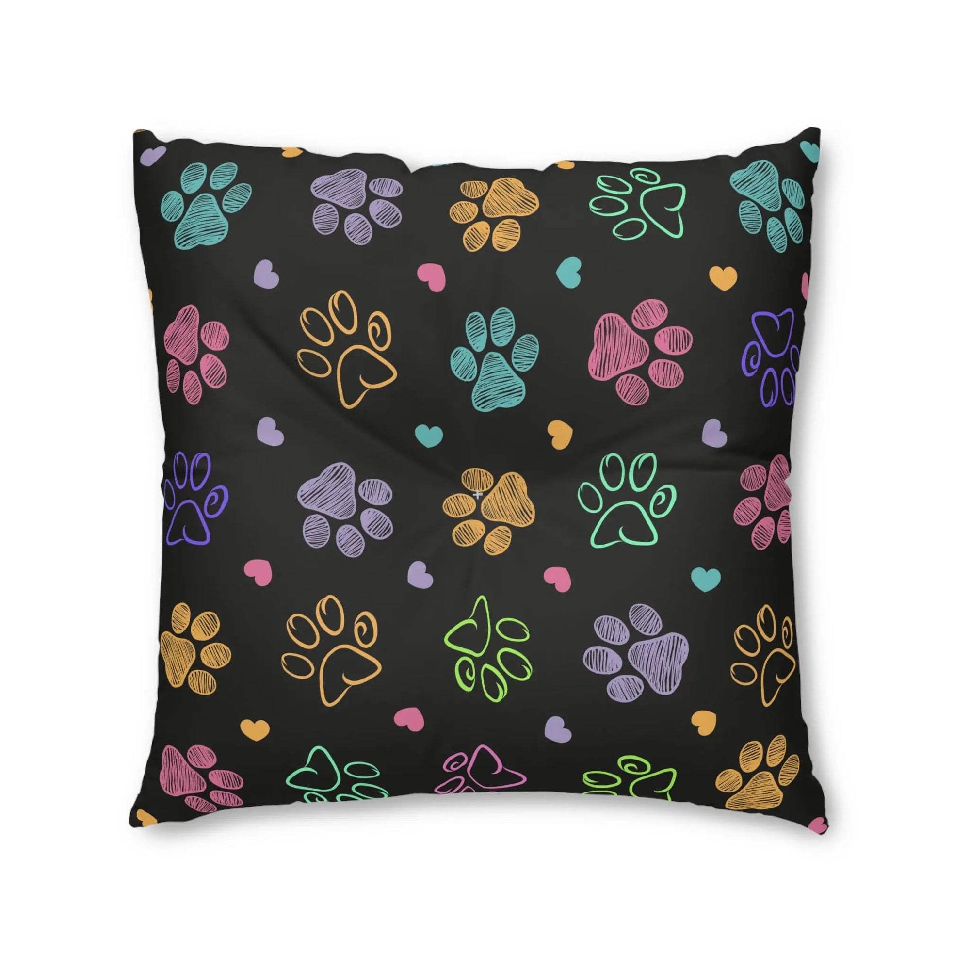 Colorful Paw Print Tufted Floor Pillow - Perfect for Pet Lovers - Decor, Home, Pillows - EpiAl's Shop