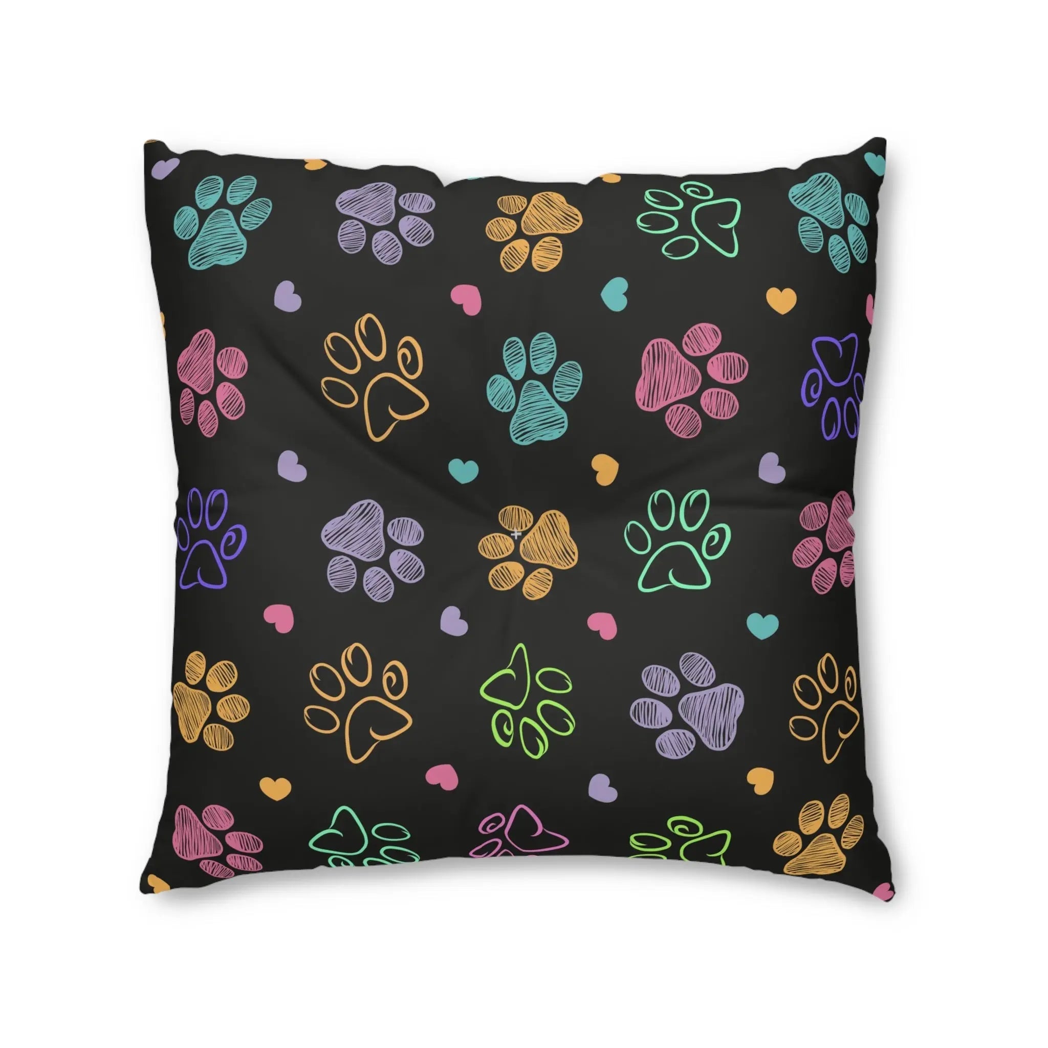 Colorful Paw Print Tufted Floor Pillow - Perfect for Pet Lovers - Decor, Home, Pillows - EpiAl's Shop