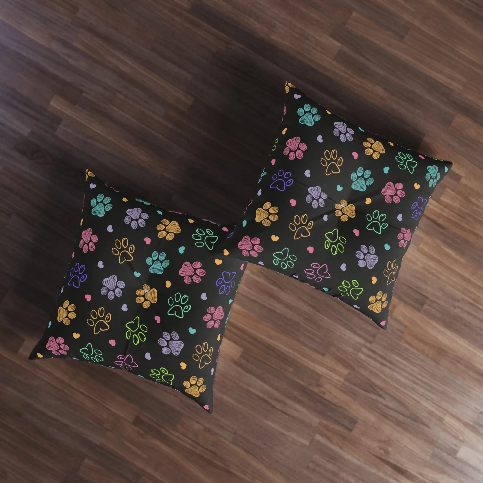 Colorful Paw Print Tufted Floor Pillow - Perfect for Pet Lovers - Decor, Home, Pillows - EpiAl's Shop