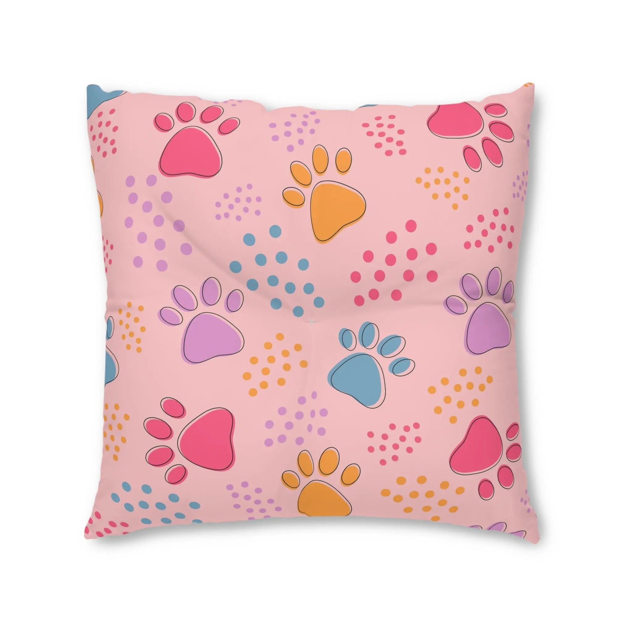 Colorful Pet Paw Print Tufted Floor Pillow - Decor, Home, Pillows - EpiAl's Shop