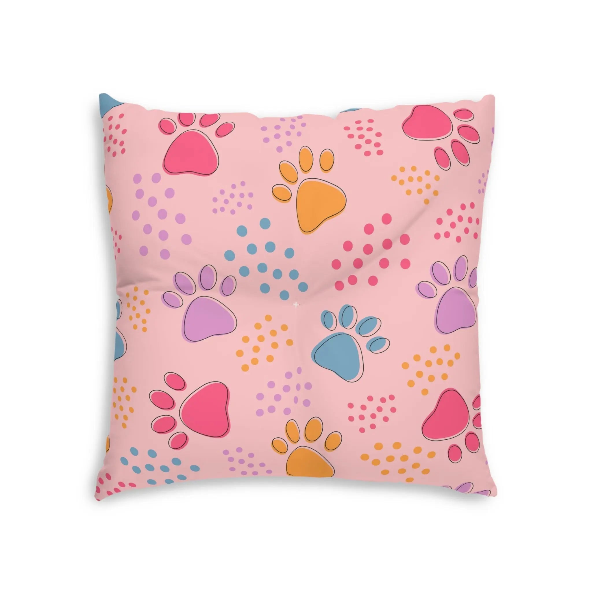 Colorful Pet Paw Print Tufted Floor Pillow - Decor, Home, Pillows - EpiAl's Shop