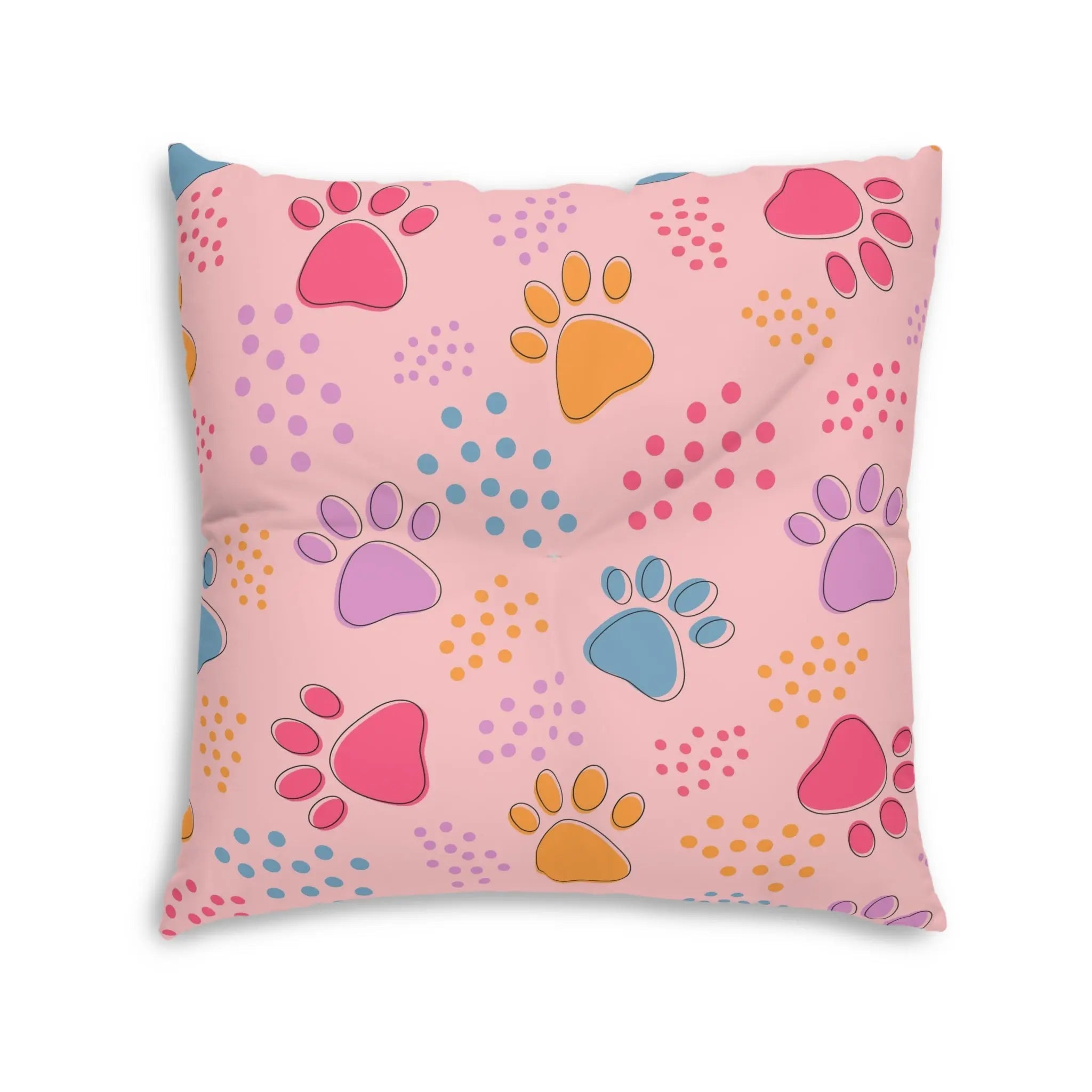 Colorful Pet Paw Print Tufted Floor Pillow - Decor, Home, Pillows - EpiAl's Shop