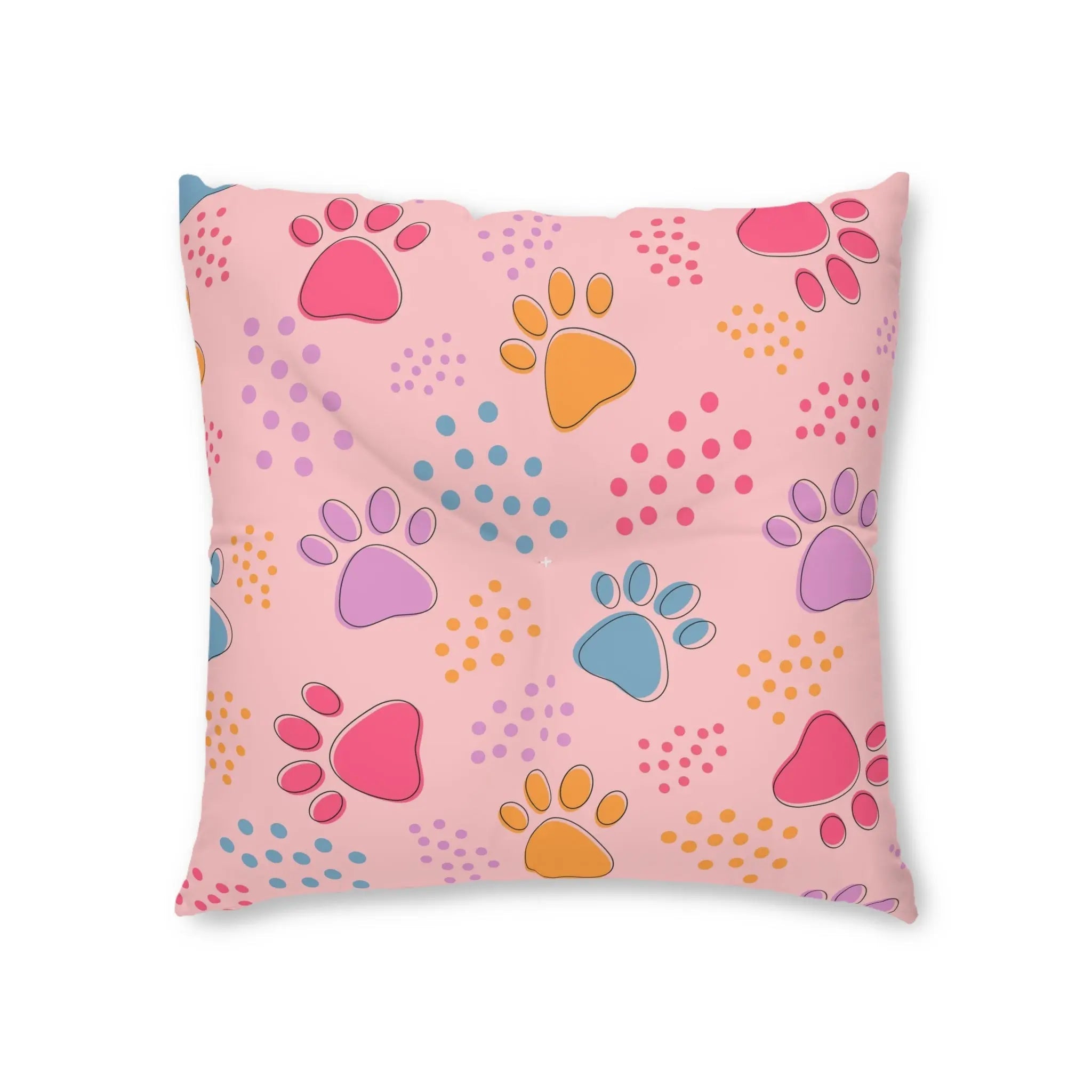 Colorful Pet Paw Print Tufted Floor Pillow - Decor, Home, Pillows - EpiAl's Shop