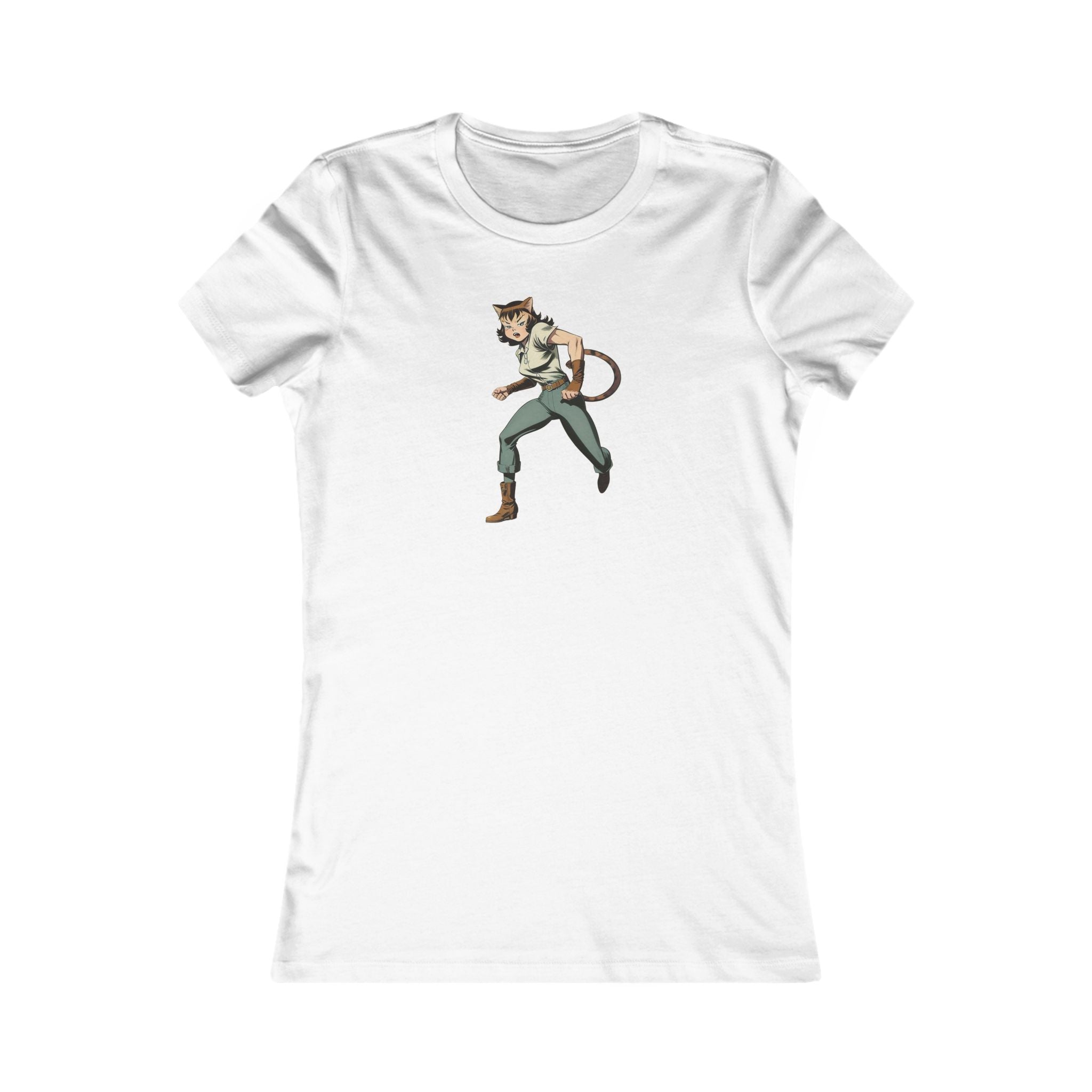 Comic Cat Lady Women's Favorite Tee - Trendy Graphic Tee - Clothing, T-shirts - EpiAl's Shop