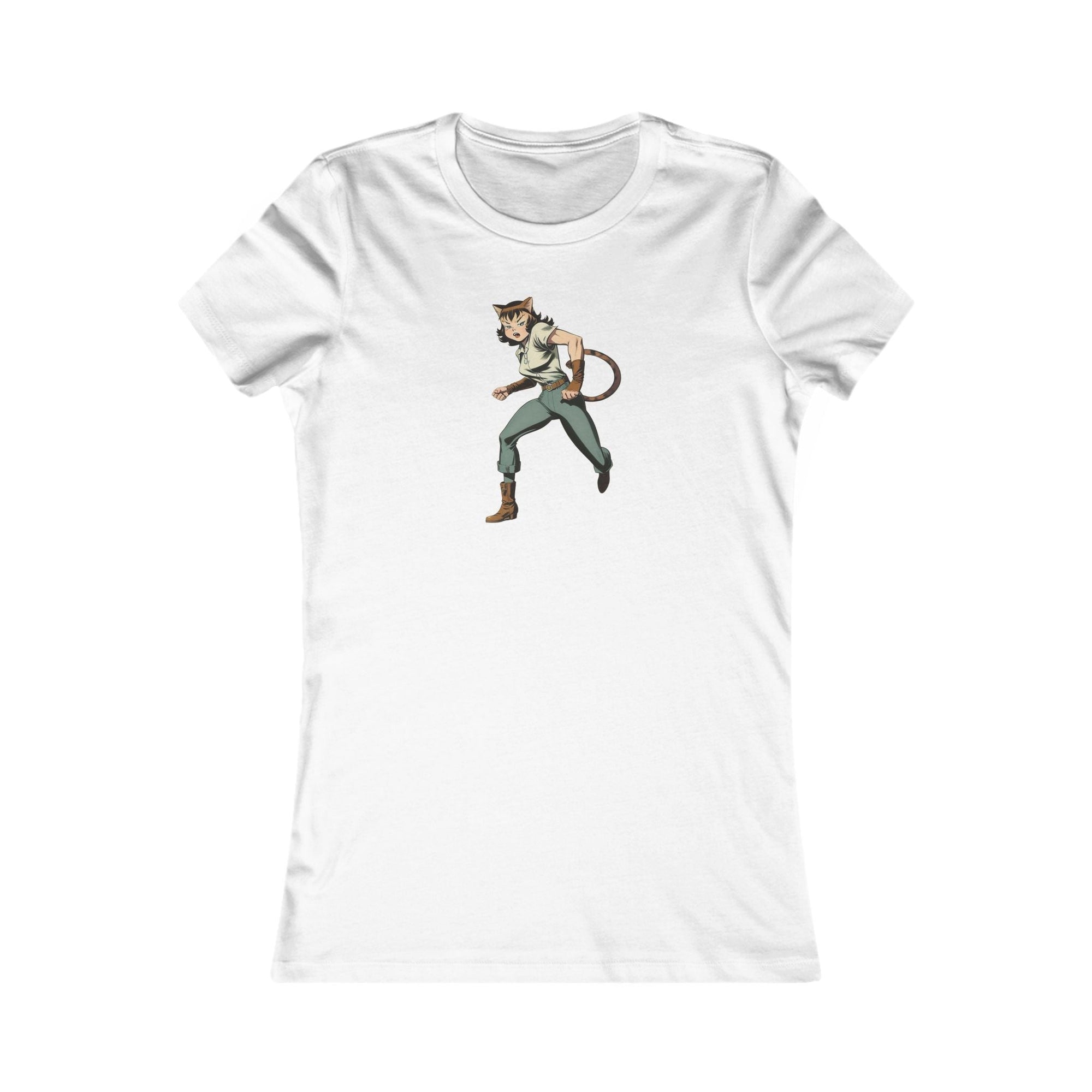 Comic Cat Lady Women's Favorite Tee - Trendy Graphic Tee - Clothing, T-shirts - EpiAl's Shop