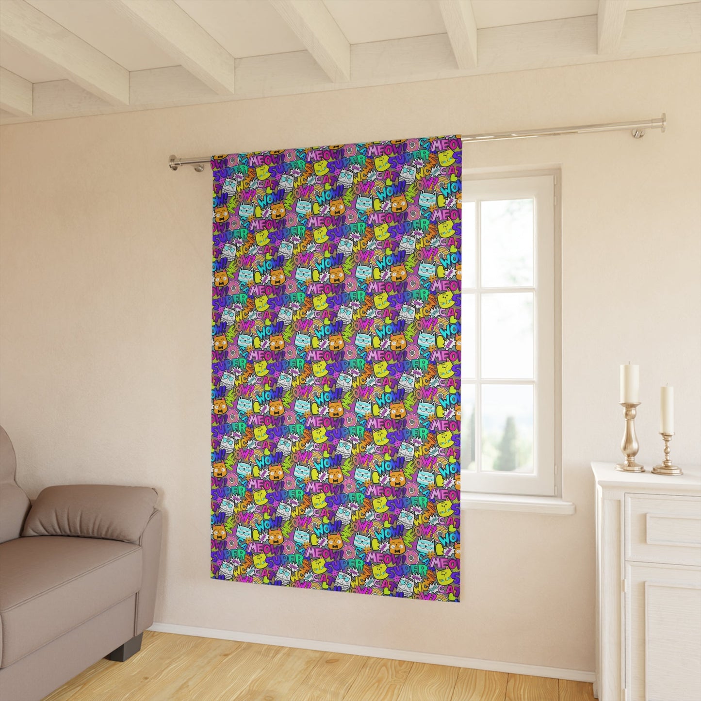 Comic Cats Window Curtains (1 Piece) - Home Decor - Epileptic Al’s Shop