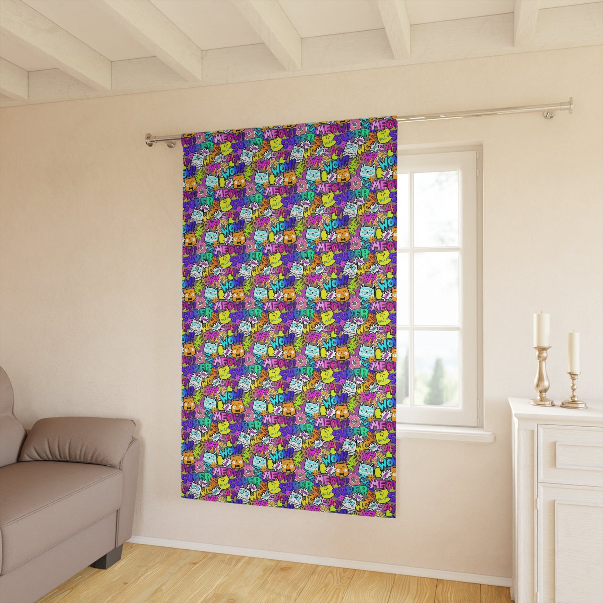 Comic Cats Window Curtains (1 Piece) - Home Decor - Epileptic Al’s Shop