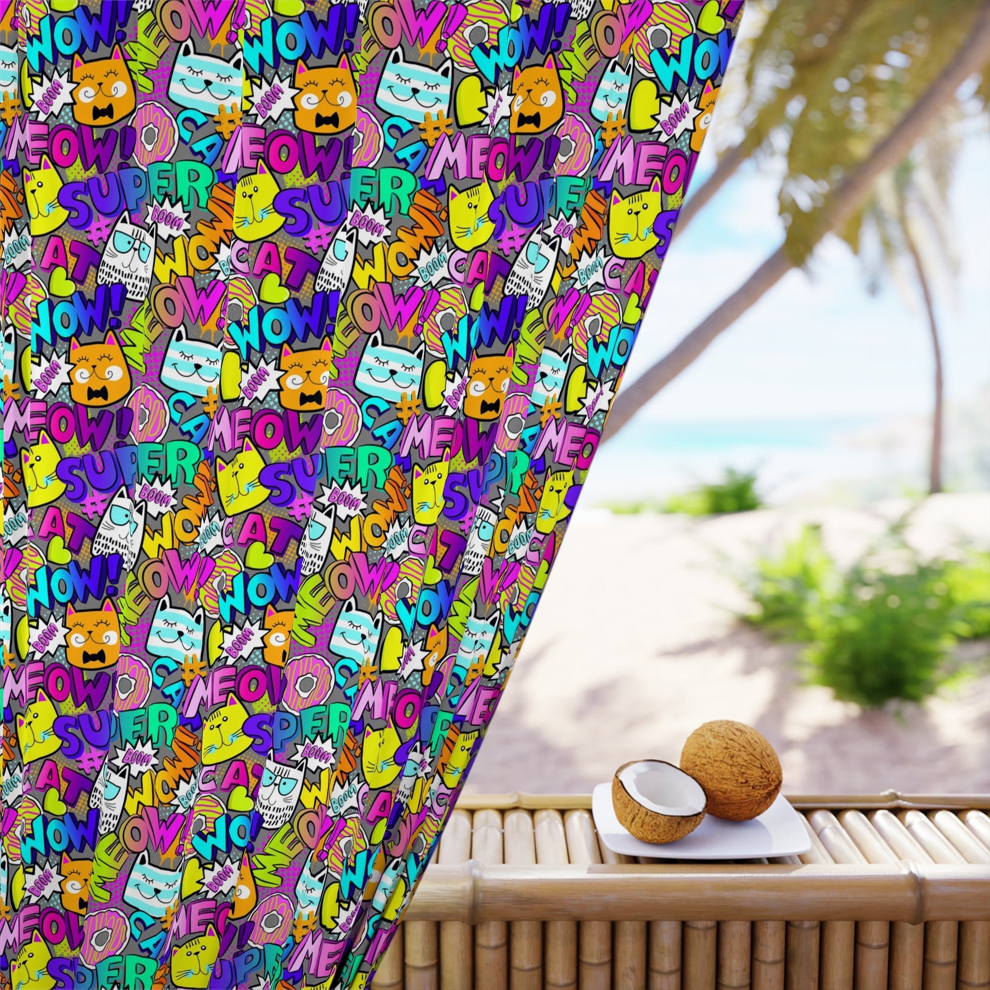 Comic Cats Window Curtains (1 Piece) - Home Decor - Epileptic Al’s Shop