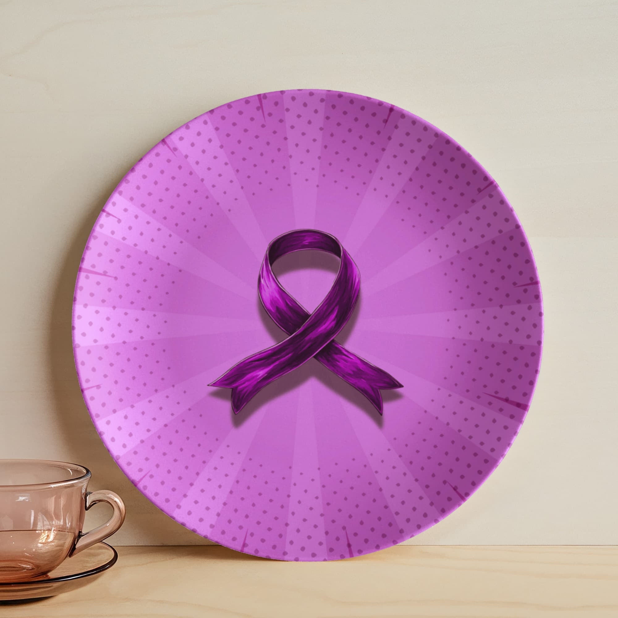 Comic Style Purple Ribbon Collectible Plate - Decor, Kitchen & Dining, Plates - EpiAl's Shop