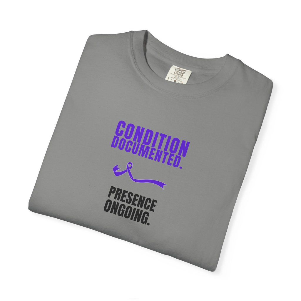 Condition Documented. Presence Ongoing. – Epilepsy Awareness T-Shirt - Clothing, Unisex, T-Shirts - EpiAl's Shop