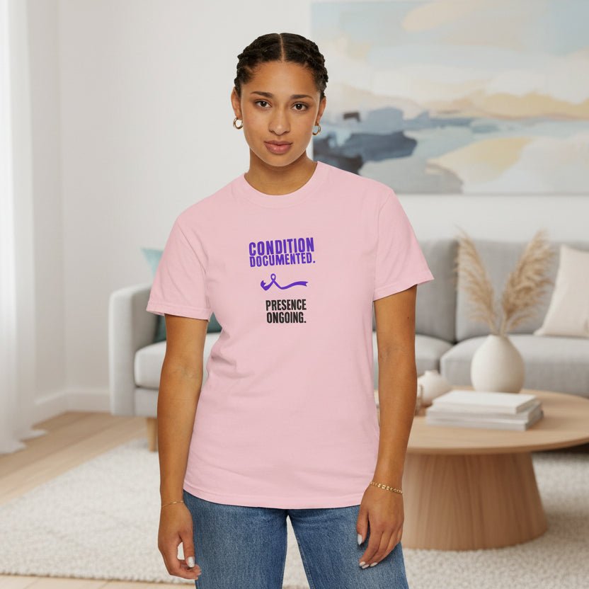 Condition Documented. Presence Ongoing. – Epilepsy Awareness T-Shirt - Clothing, Unisex, T-Shirts - EpiAl's Shop
