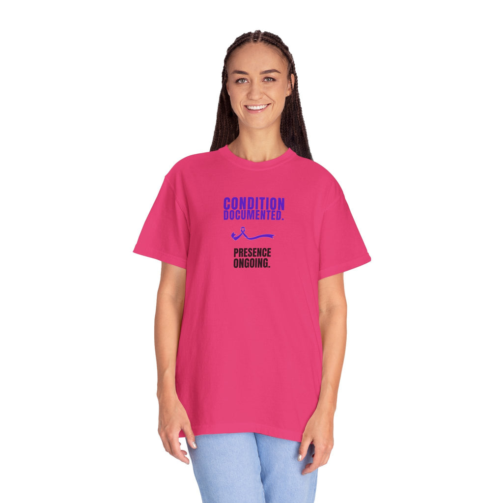 Condition Documented. Presence Ongoing. – Epilepsy Awareness T-Shirt - Clothing, Unisex, T-Shirts - EpiAl's Shop