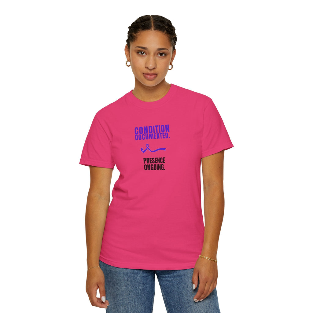 Condition Documented. Presence Ongoing. – Epilepsy Awareness T-Shirt - Clothing, Unisex, T-Shirts - EpiAl's Shop