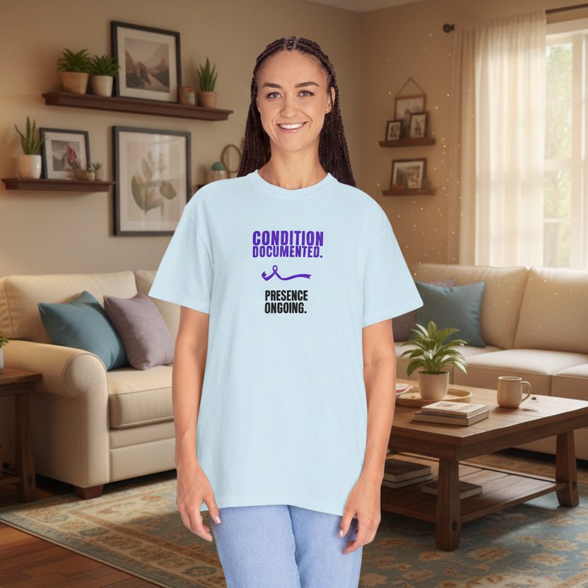 Condition Documented. Presence Ongoing. – Epilepsy Awareness T-Shirt - Clothing, Unisex, T-Shirts - EpiAl's Shop
