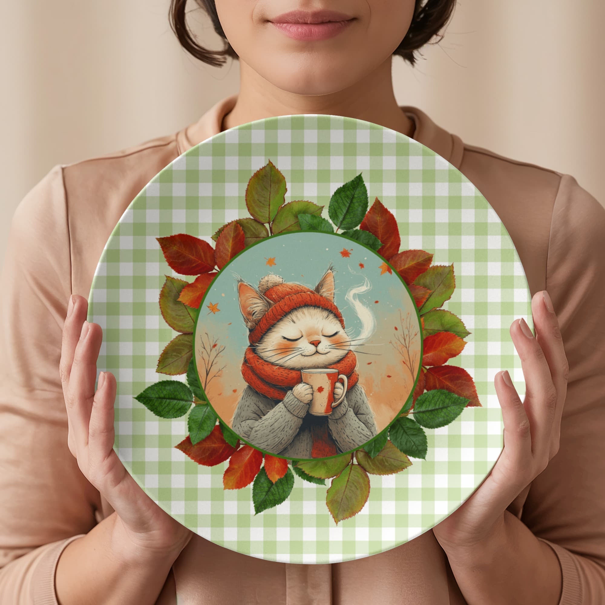 Country Autumn Kitty Collectible Plate - Decor, Kitchen & Dining, Plates - EpiAl's Shop