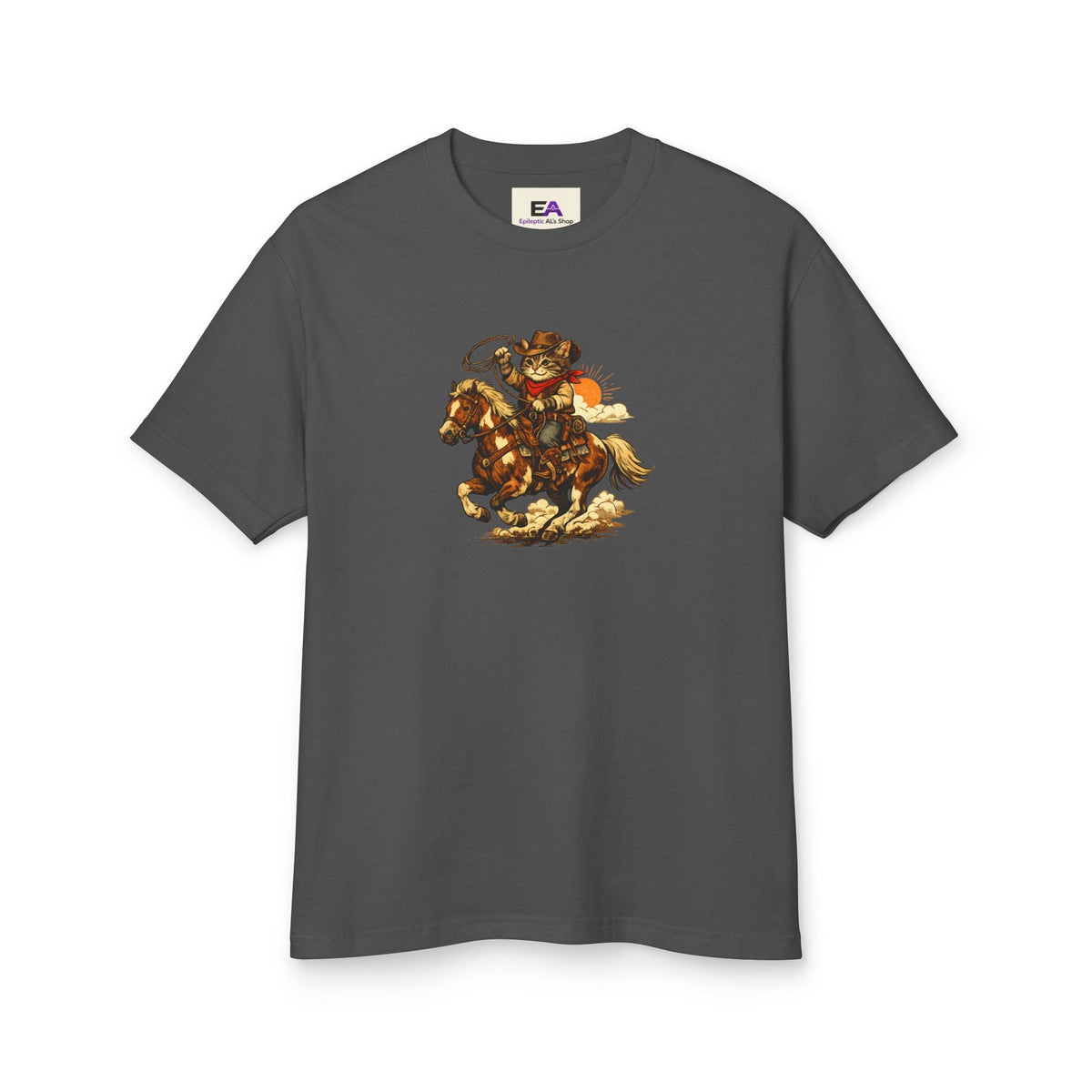 Cowboy Cat Lasso T-Shirt | Vintage Western Cat Graphic Tee - Clothing, Unisex, T-Shirts - EpiAl's Shop