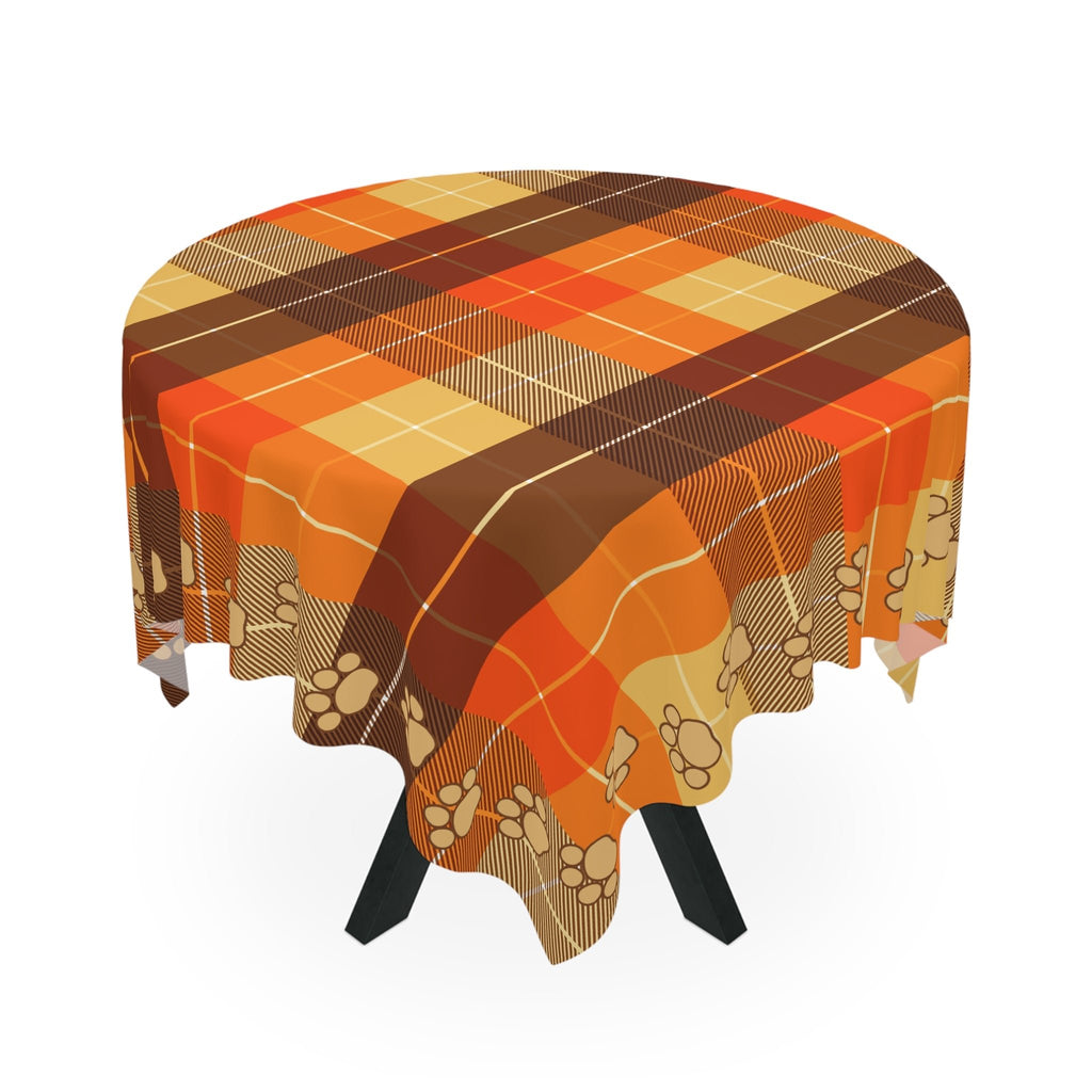 Cozy Autumn Plaid Tablecloth with Paw Prints for Pet Lovers - Decor, Dining, Table Decor - EpiAl's Shop