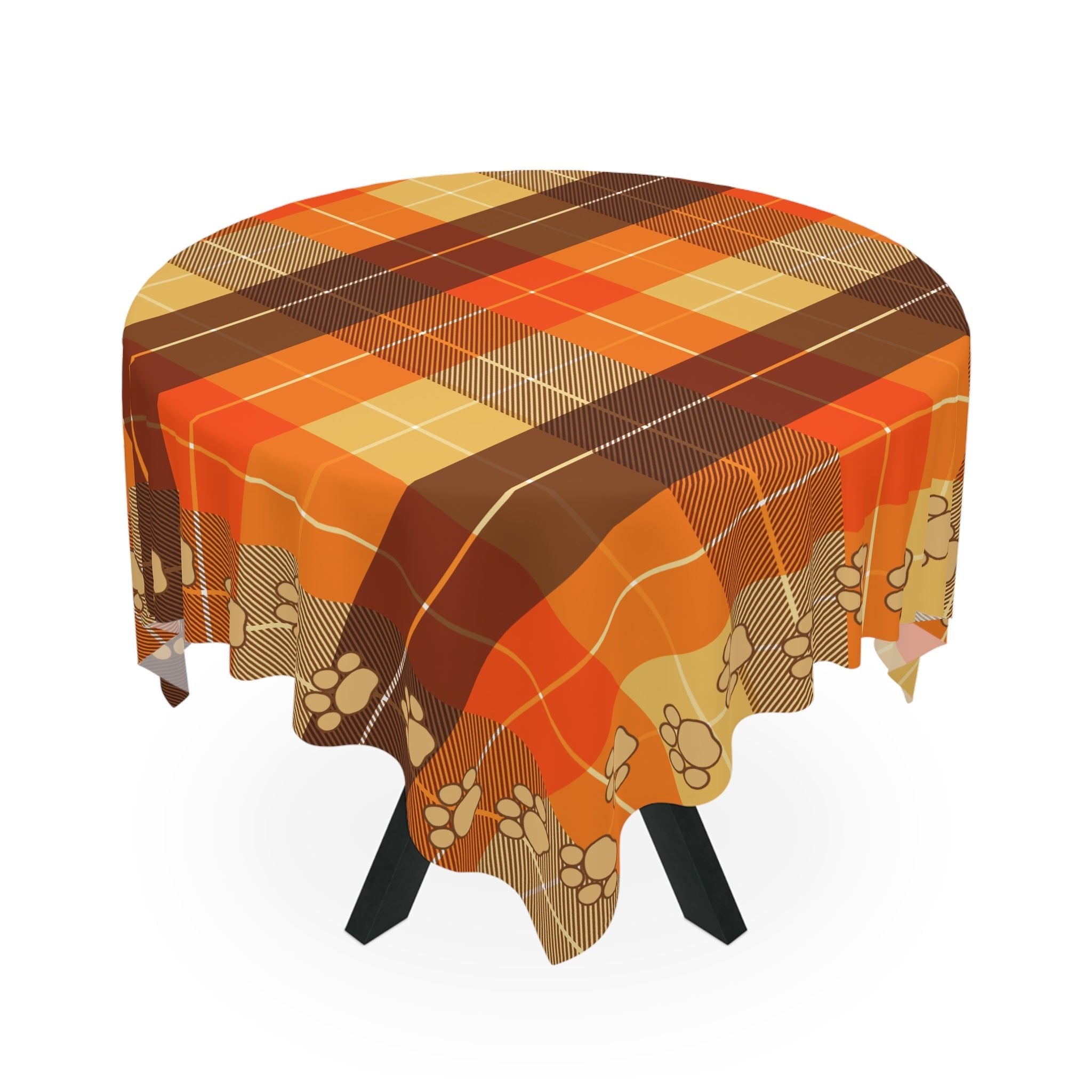 Cozy Autumn Plaid Tablecloth with Paw Prints for Pet Lovers - Decor, Dining, Table Decor - EpiAl's Shop